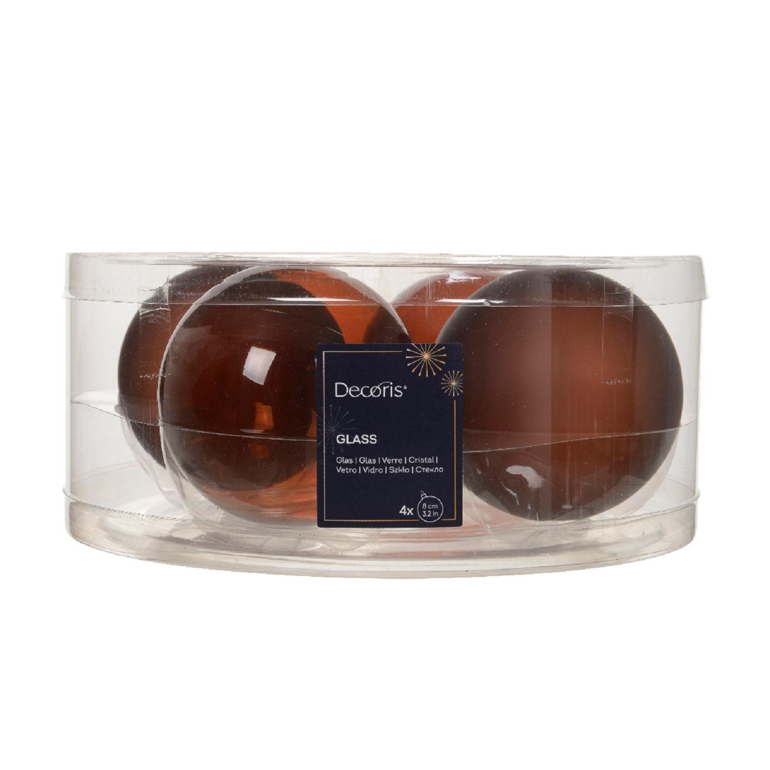 Шар стекло эспрессо  матовый/прозрачный d8см 4шт/уп