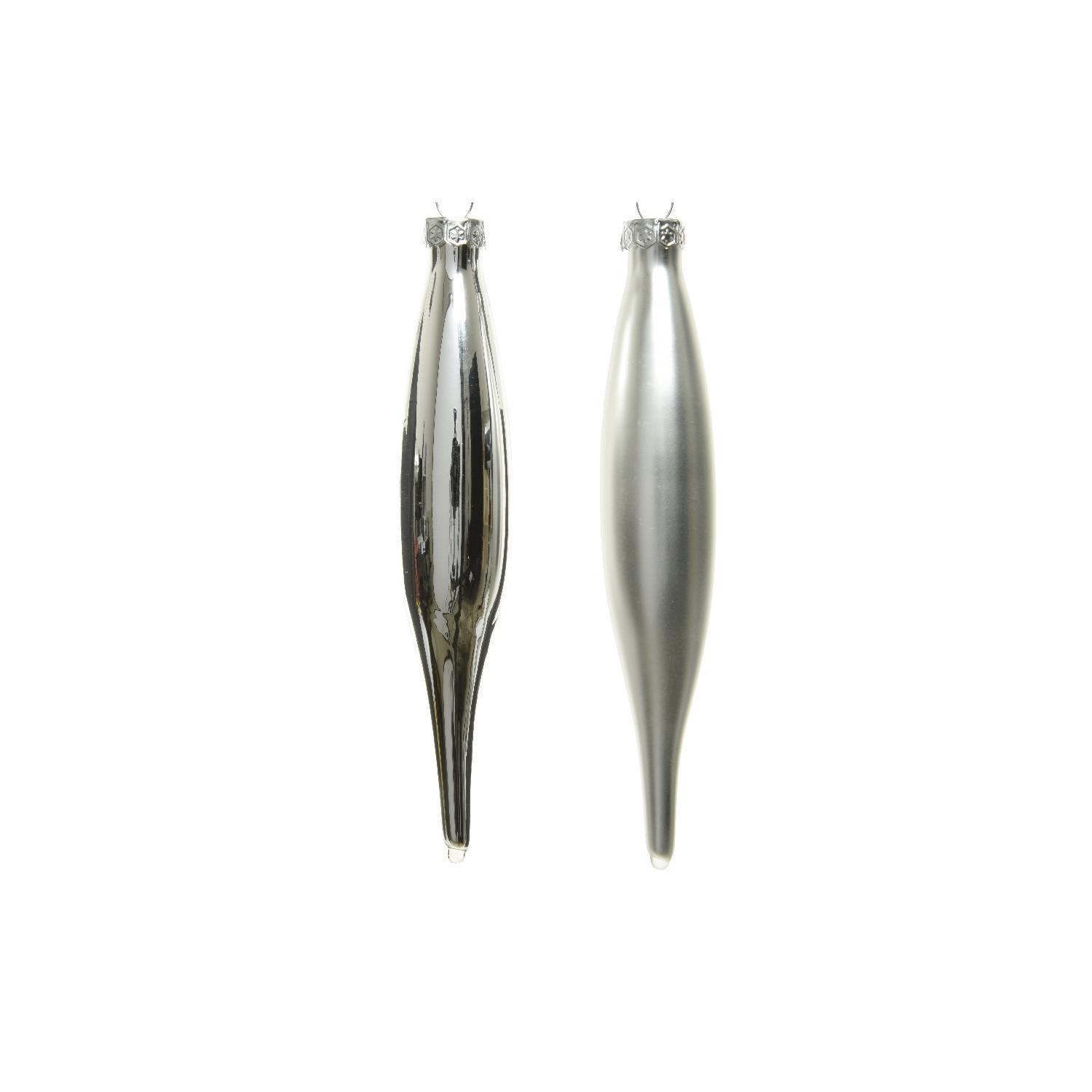 Декор Сосулька стекло серебристая глянцевая/матовая d3х15см 6шт/уп
