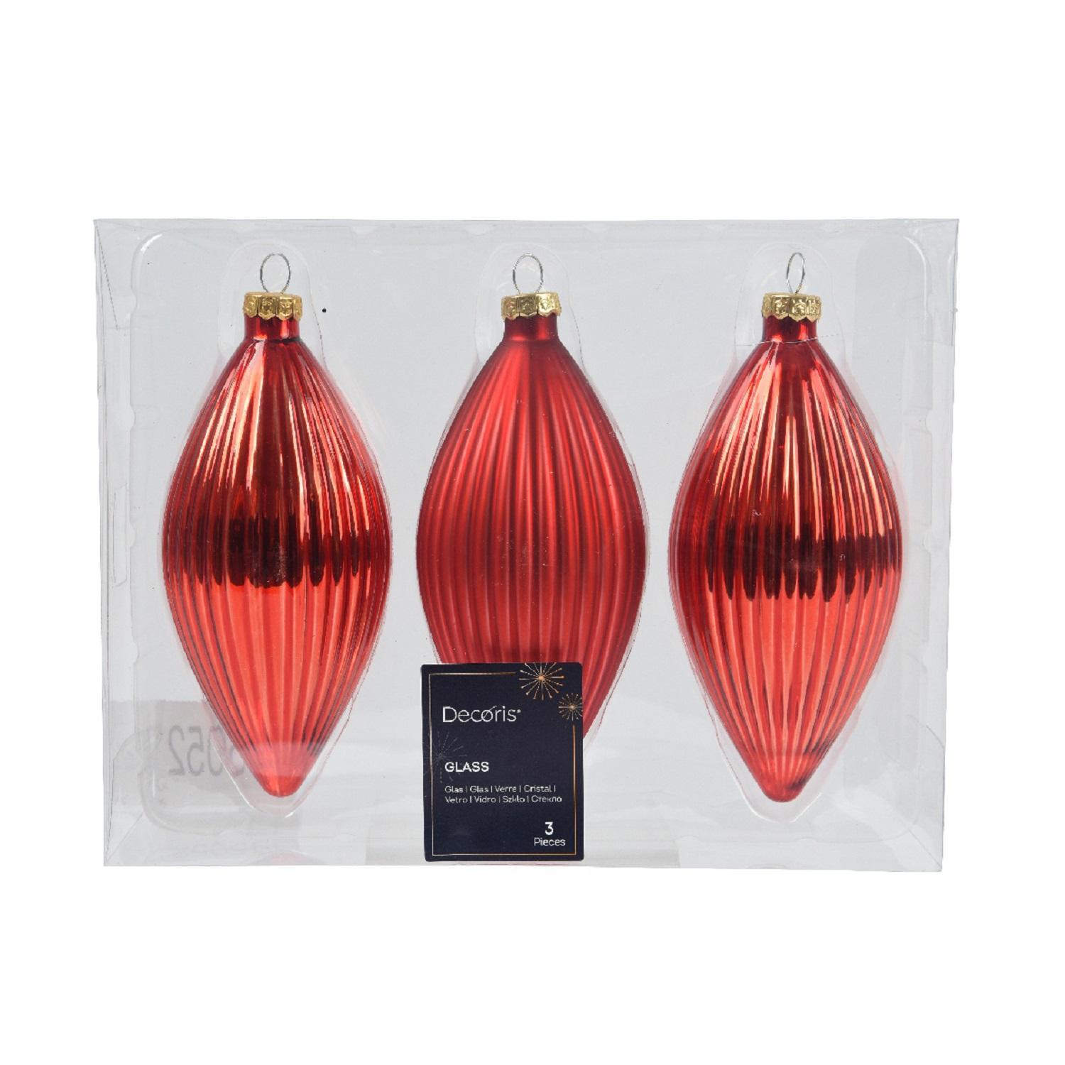 Декор Олива стекло красная матовая 13 см 13х6см 3шт/уп