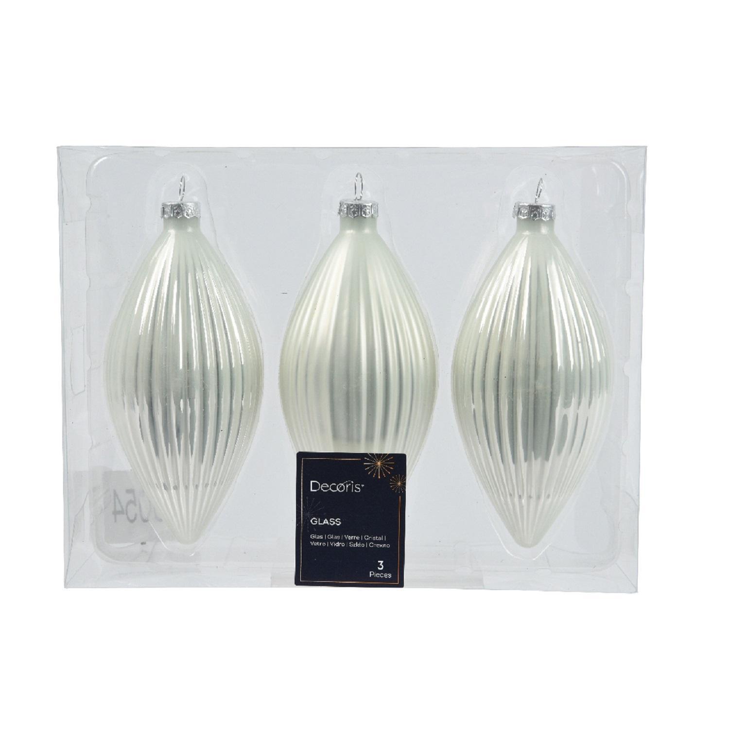 Декор Олива стекло белая глянцевая/матовая 13х6см 3шт/уп