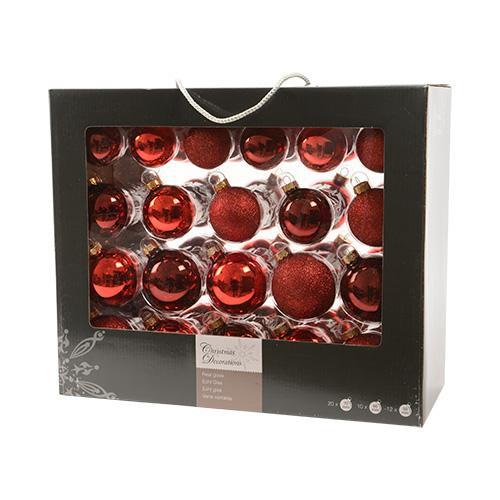 Шар стекло красный/бордовый глянцевый/матовый d5/6/7см 42шт/уп