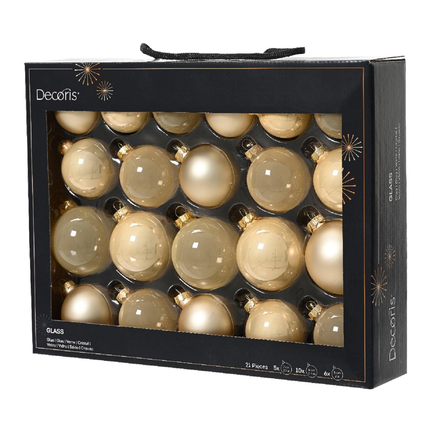 Шар стекло перламутровый глянцевый/матовый/прозрачный d5/6/7см 21шт/уп