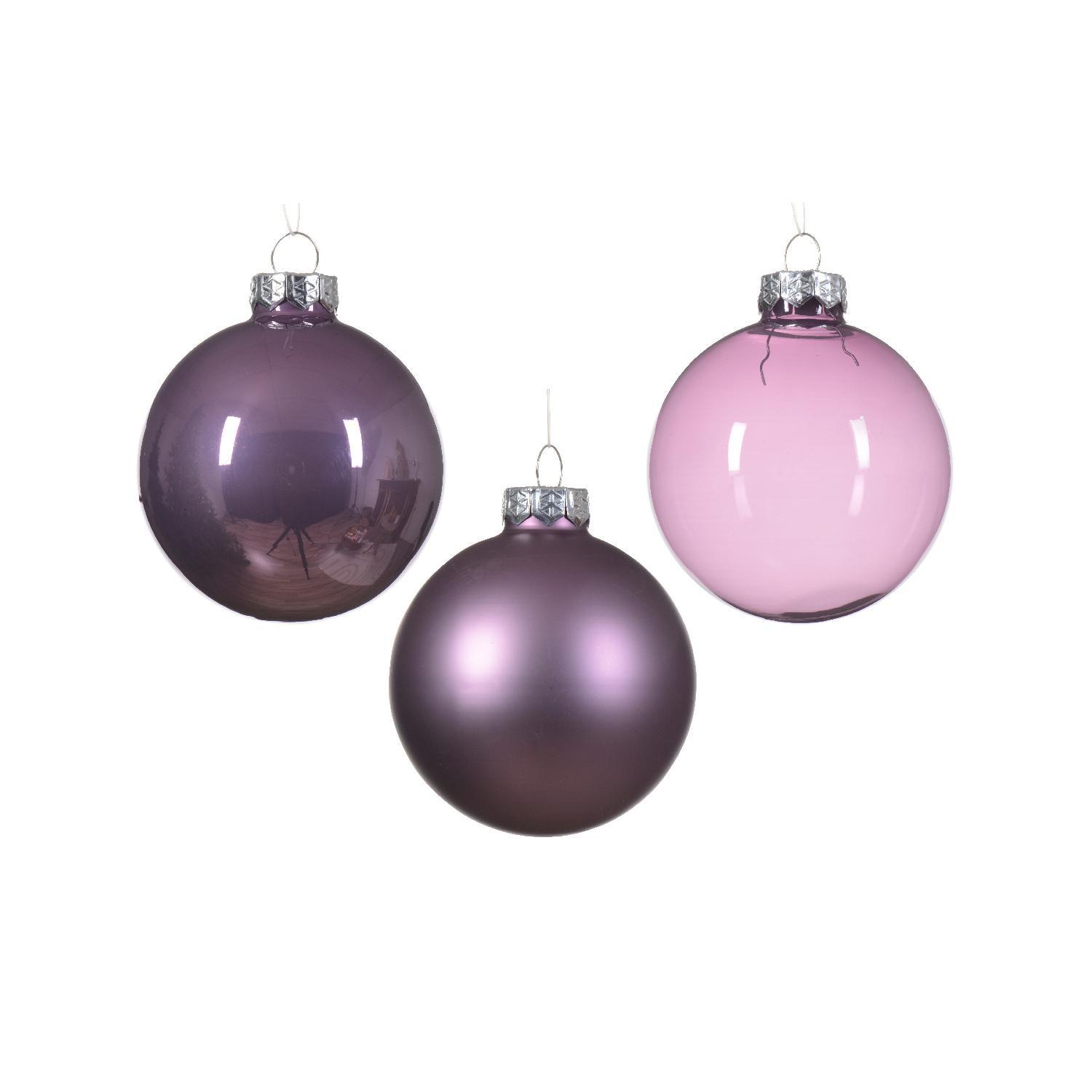 Шар стекло лиловый эмаль/матовый/прозрачный d5/6/7см  21шт/уп