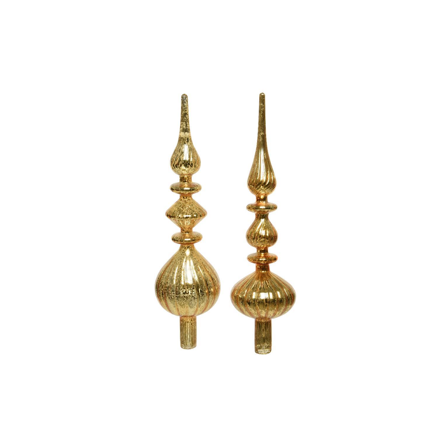 Макушка на елку стекло золотистая античная d9х35см 2 в ассорт