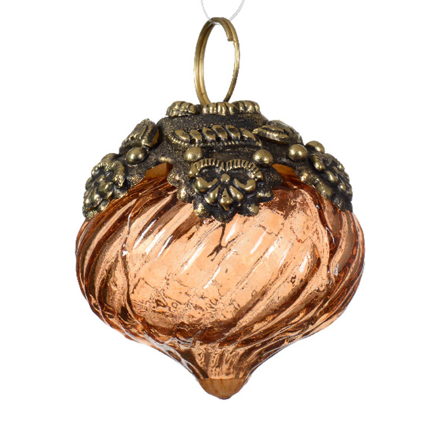 Декор Подвеска Луковица стекло прозрачная коричневая d5х7см