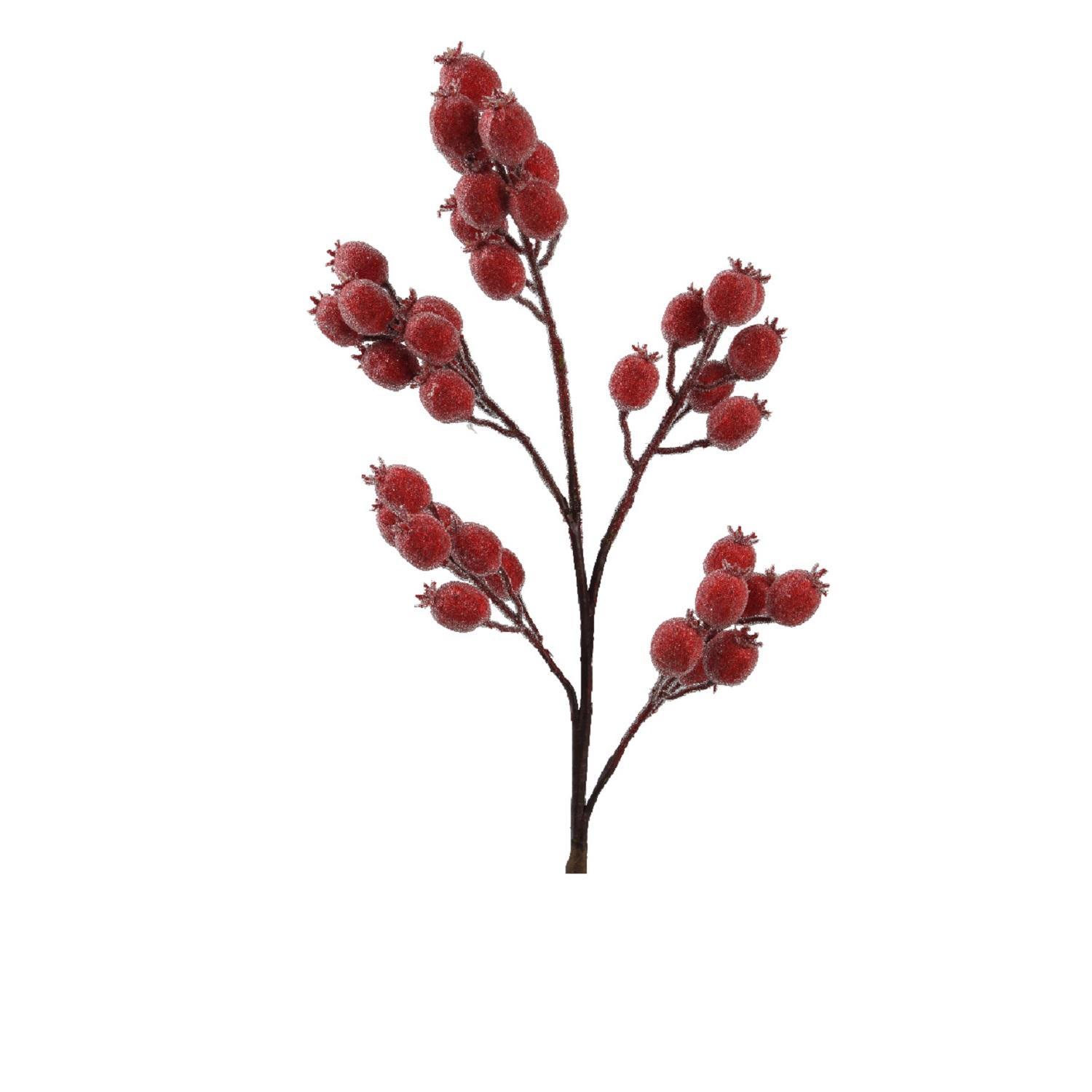 Веточка декоративная  78см с ягодами шиповника