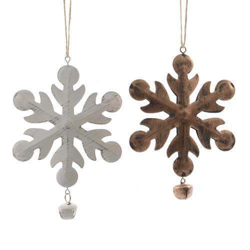 Декор Подвеска Снежинка металл белая/медная d10 5x16cм 2 в ассорт