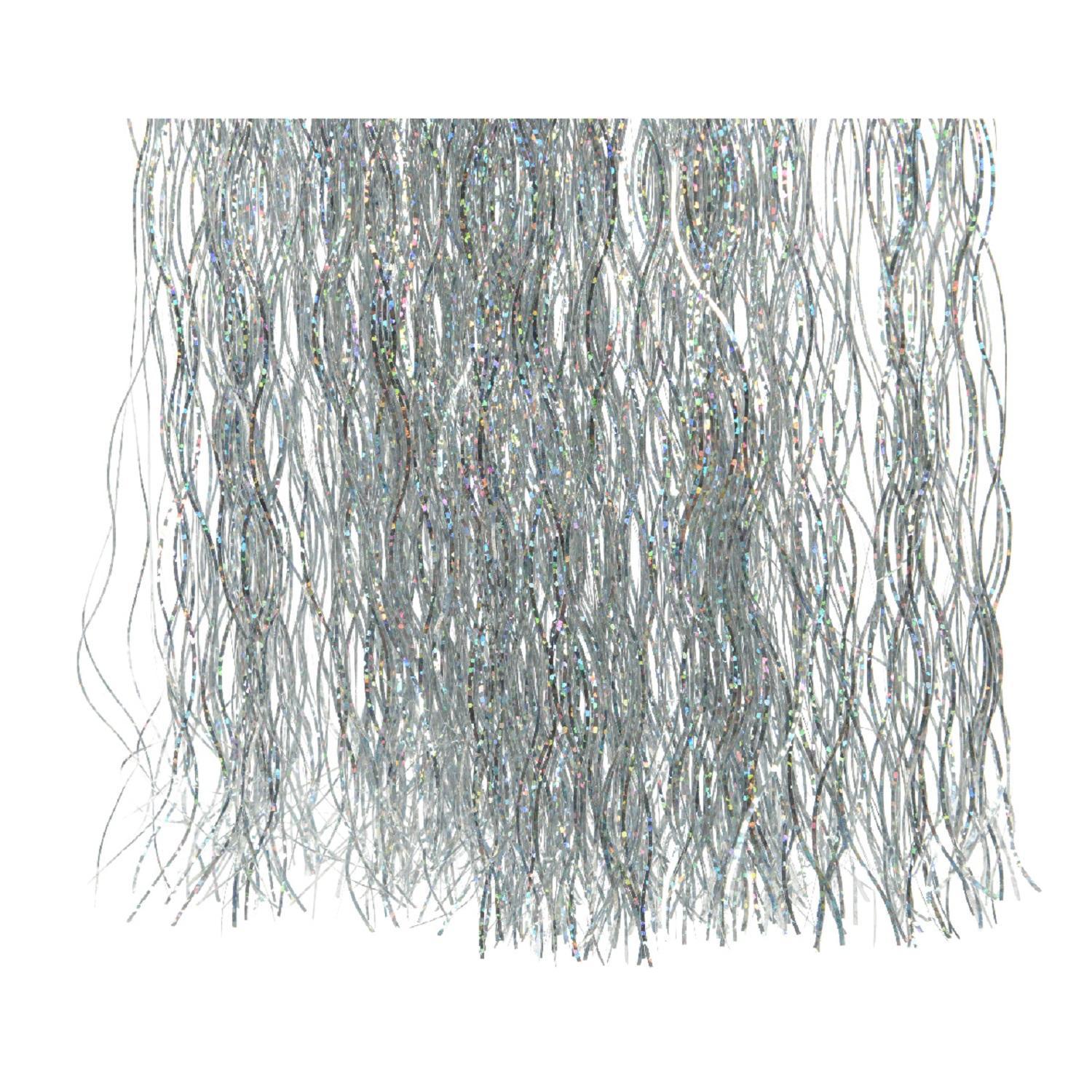 Мишура-дождь виниловая серебристая/перламутровая 50х40см