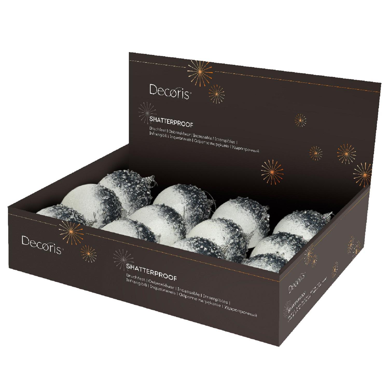 Шар бело-синий градиент с блестками d8см