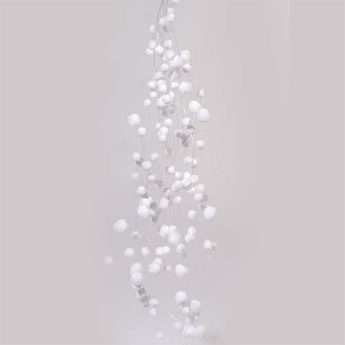 Гирлянда из снежков белая 135см полиэстер