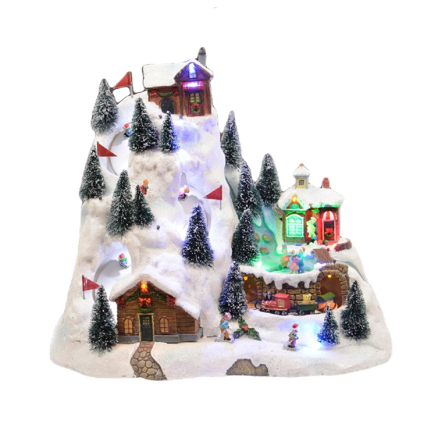 Декорация Лыжный склон 21х31х28см динамическая кабель 1,8м разноцветная 15диодов LED indoor