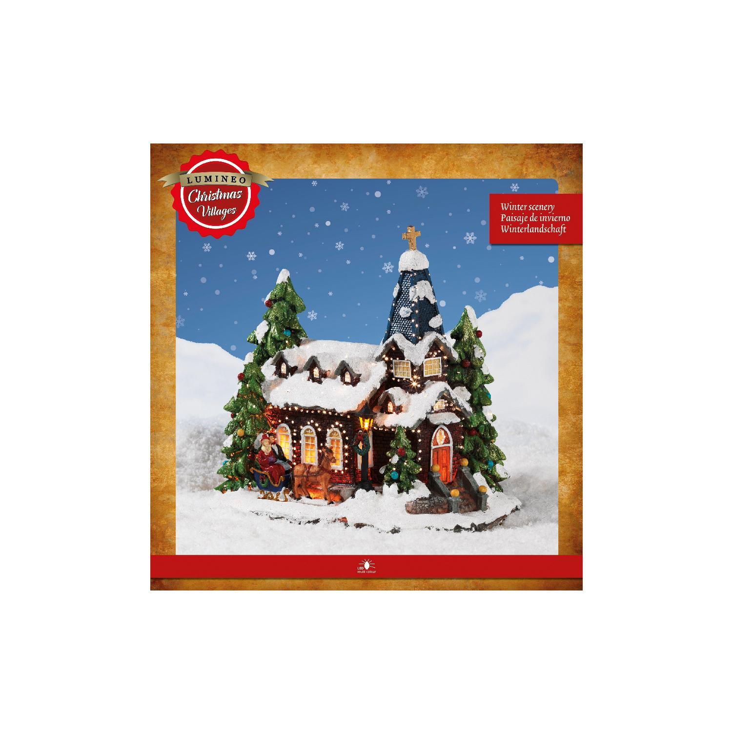 Декорация Деревня рождественская Церковь 18х26х27см кабель 1,8м 1LED разноцветная IP-20 indoor