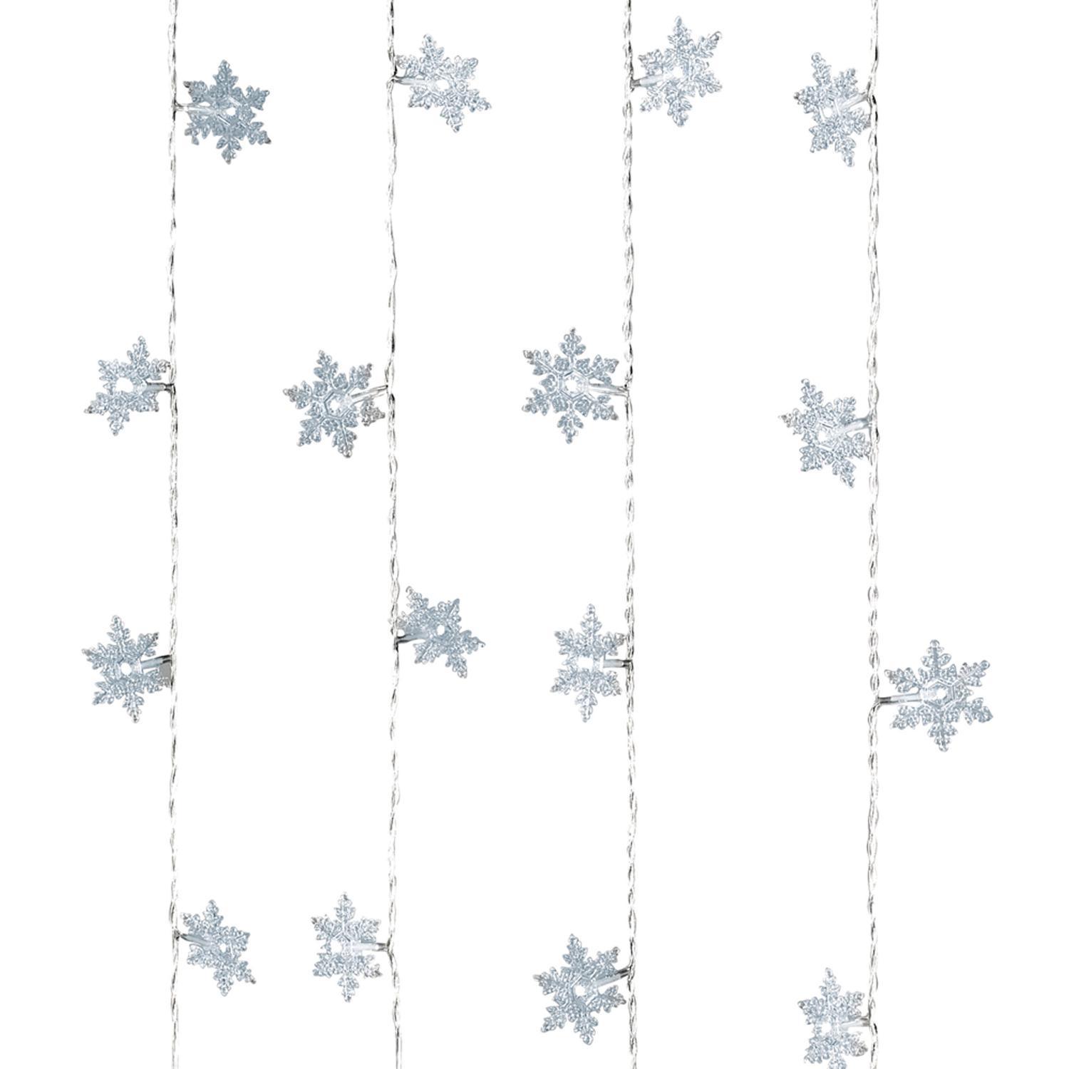 Гирлянда занавес   1,2х2м холоднобелая  со снежинками 128ламп LED