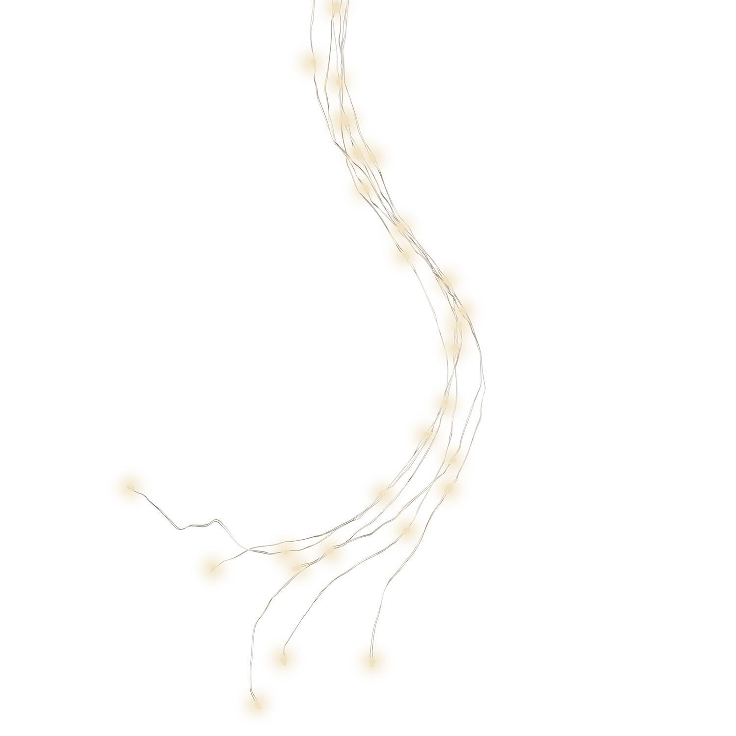 Гирлянда пучок   0,8м теплобелая 10веток  на батарейках 3АА 6ч таймер 60диодов LED MICRO indoor