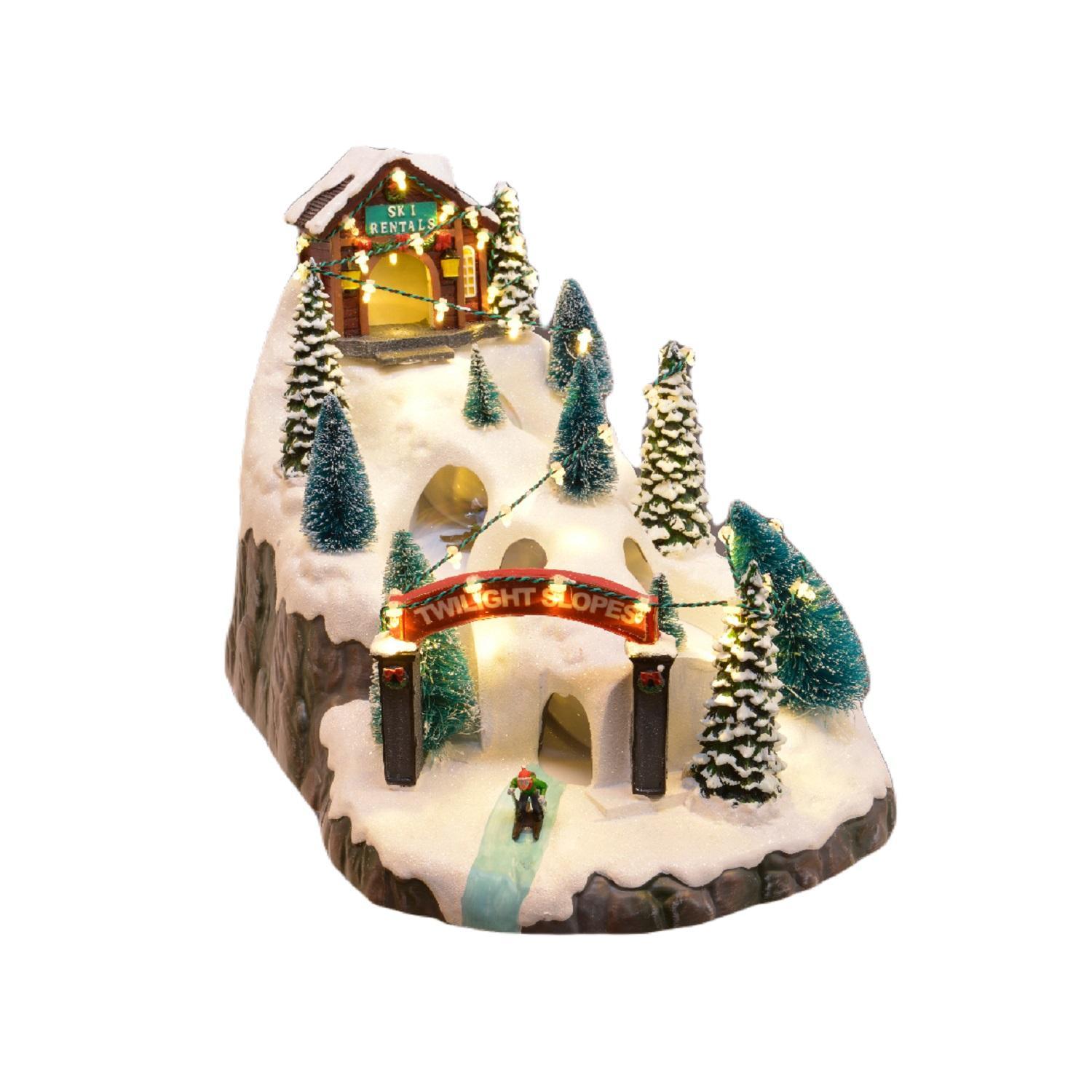 Декорация Лыжный спуск 34х26х23см динамическая кабель 1,8м теплобелый 39диодов LED indoor