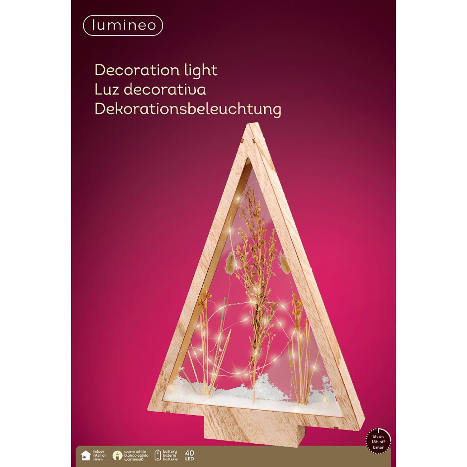 Декорация светодиодная Елочка рамка с веточками и снегом 2 батарейки АА таймер 6 5х32,5х47см 40LED MICRO теплобелая IP-20 indoor