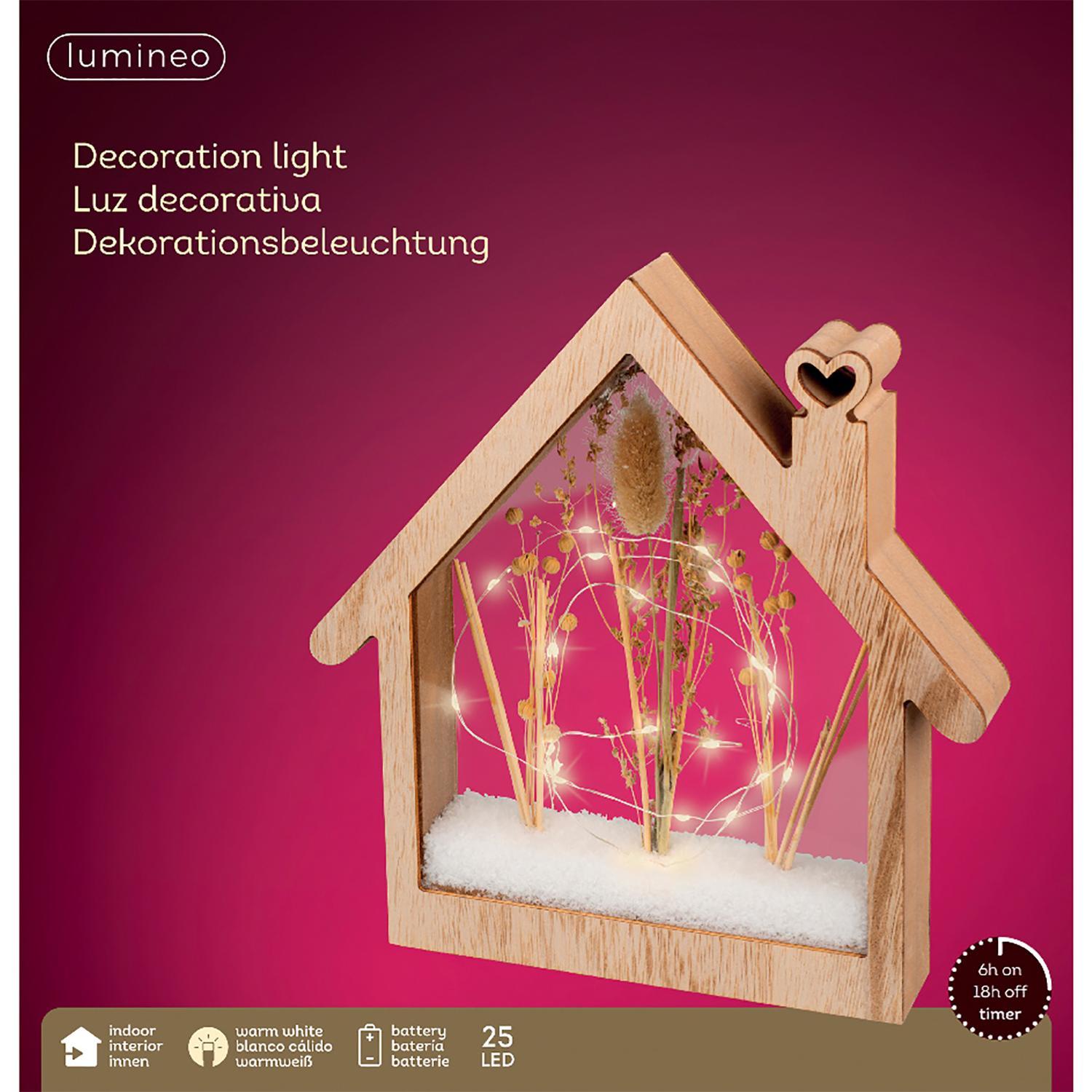 Декорация светодиодная Домик рамка с веточками и снегом 2 батарейки ААА таймер 6 4,3х26х27см 25LED MICRO теплобелая IP-20 indoor