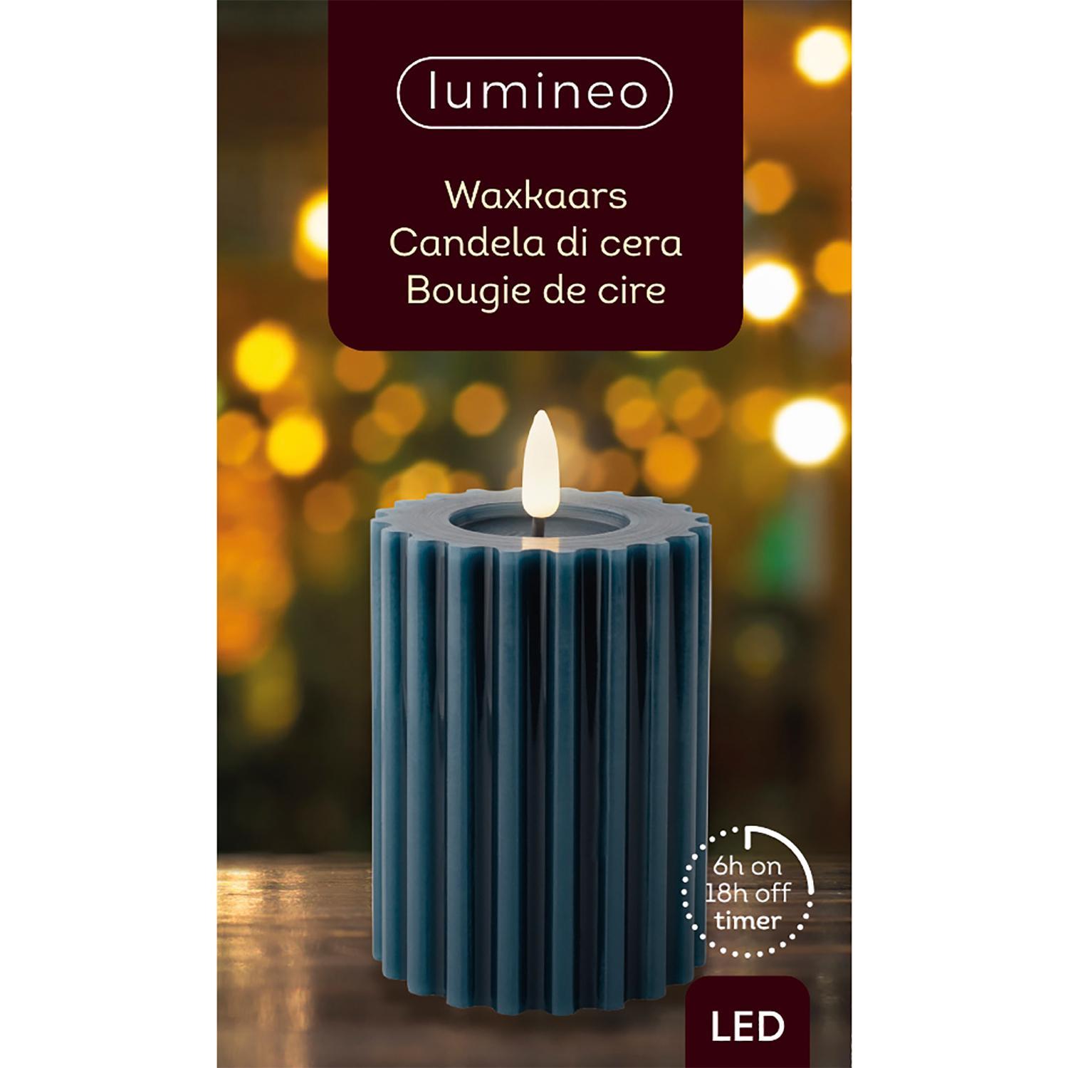 Свеча светильник LED  d7,5x12,3см синяя 2 батарейки AAA таймер 6/18ч  1LED теплобелая IP-20 indoor