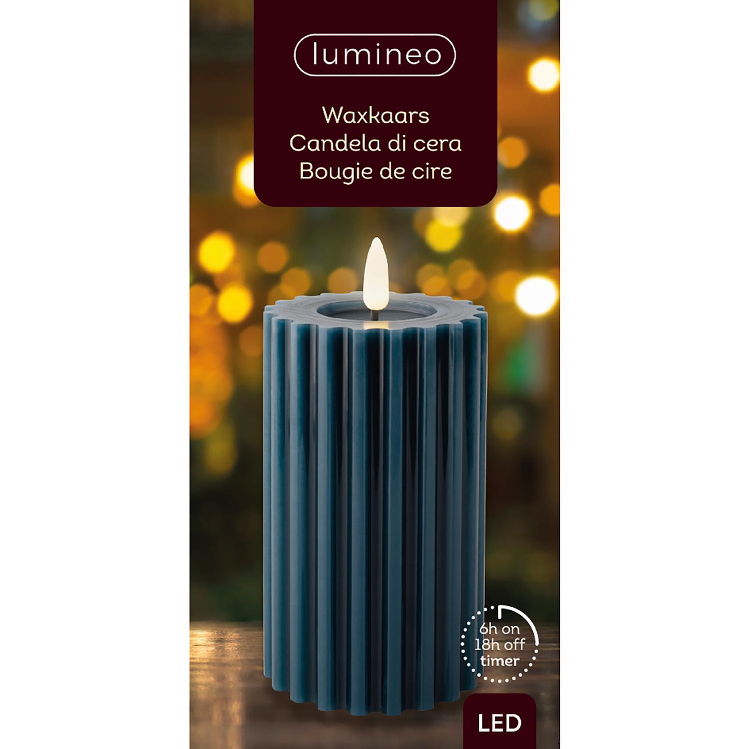 Свеча светильник LED  d7,5x14,8см синяя 2 батарейки AAA таймер 6/18ч  1LED теплобелая IP-20 indoor