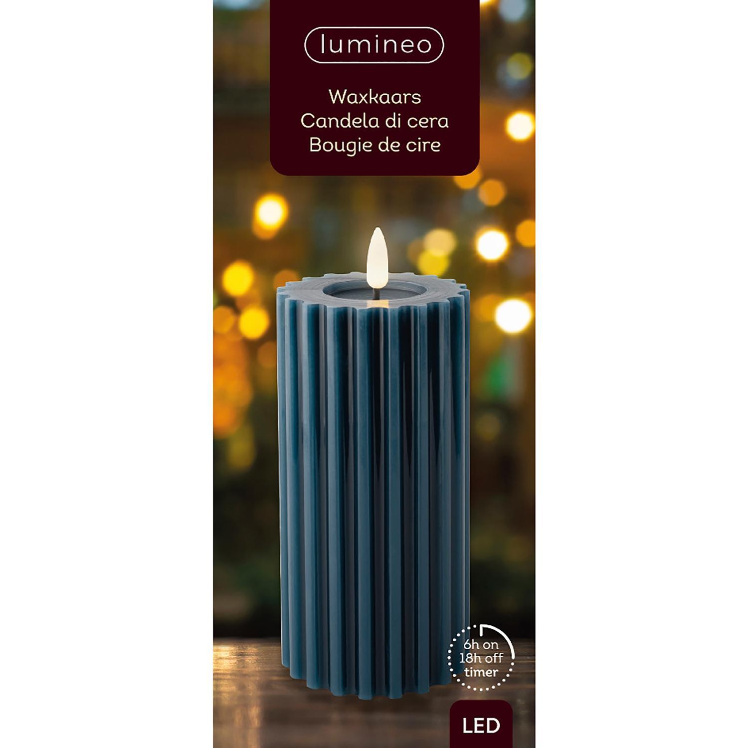 Свеча светильник LED  d7,5x17,3см синяя 2 батарейки AAA таймер 6/18ч  1LED теплобелая IP-20 indoor