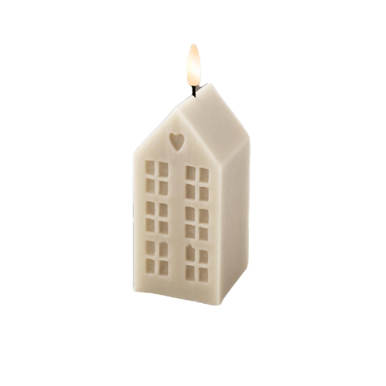 Свеча светильник LED Дом из воска серый 14,8х6х6см батарейки 2хАА 6ч таймер выключатель indoor