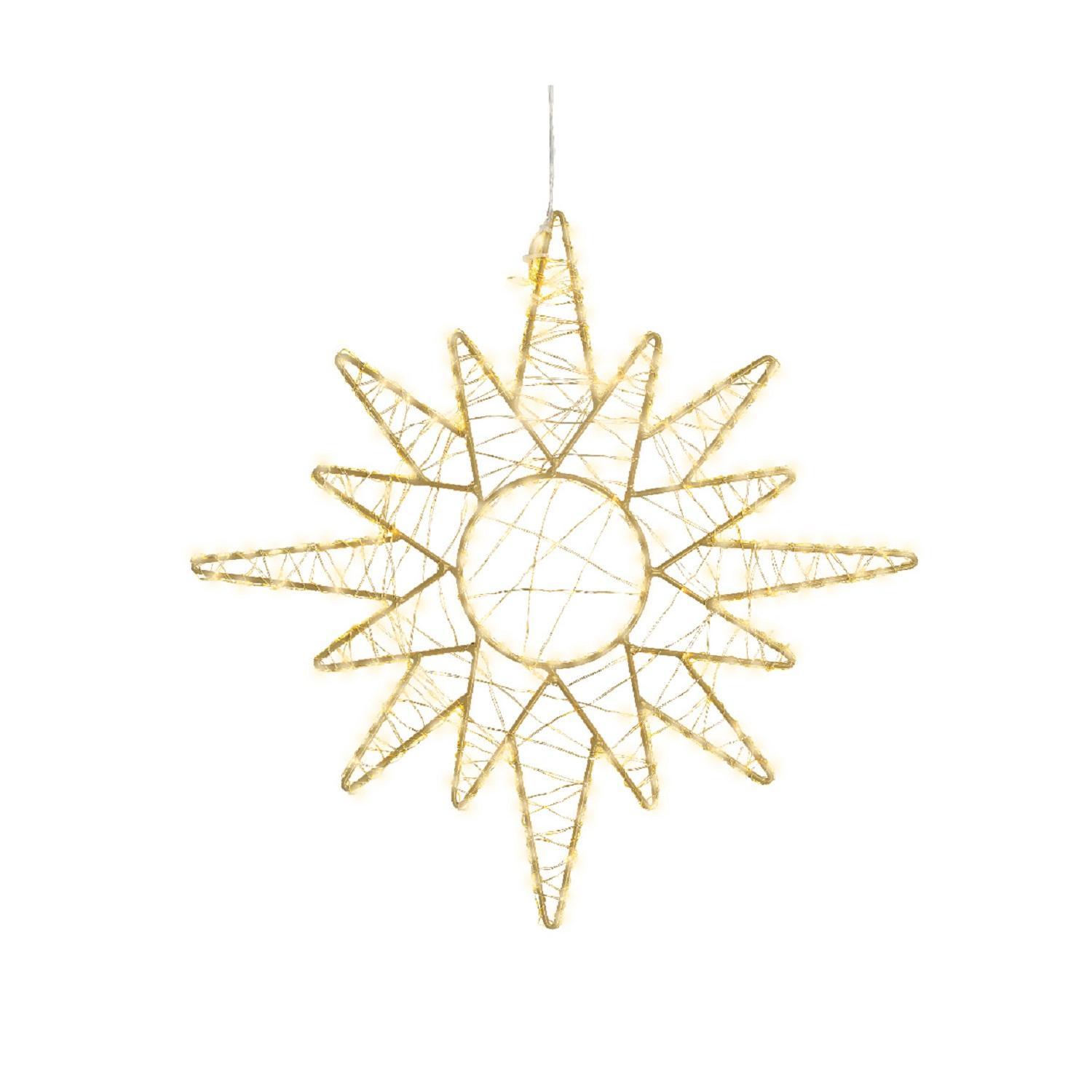 Декорация светодиодная Звезда 38см золотистая/теплобелая кабель золотой 5м таймер 6/18ч 359LED  IP-44 indoor/outdoor