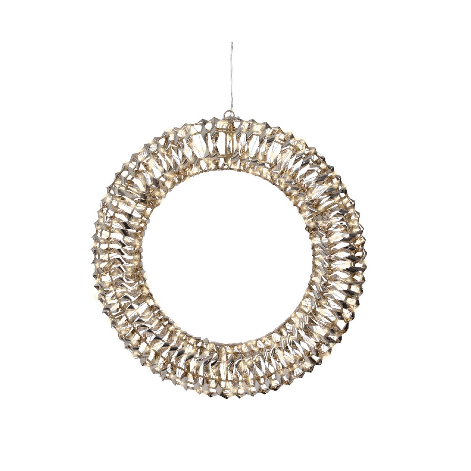 Декорация светодиодная Кольцо d50см золотистое/теплобелое с эффектом мерцания кабель серебристый 5м таймер 6/18ч 600LED  IP-44 indoor/outdoor