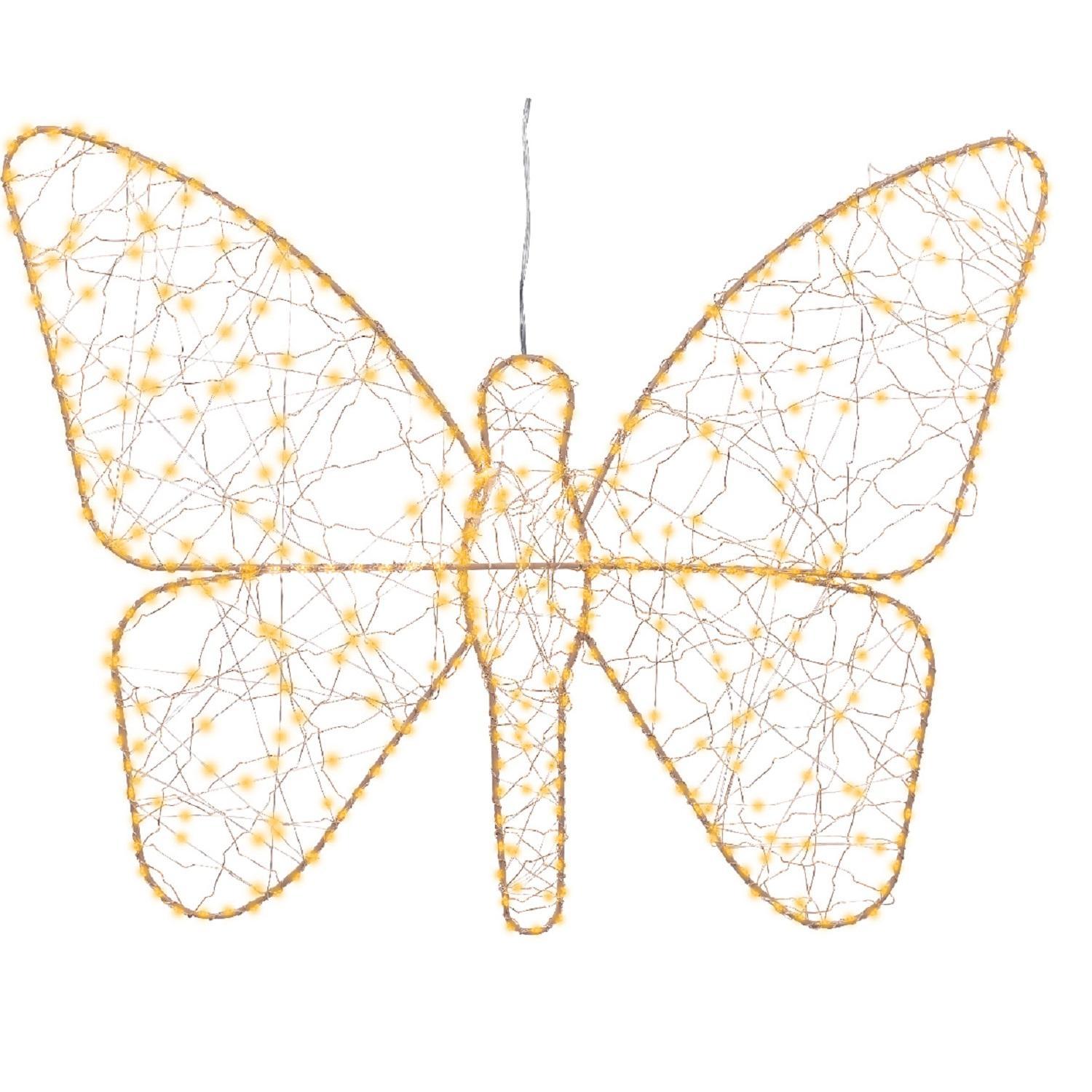 Декорация светодиодная  Бабочка 58х43см теплобелая с эффектом мерцания кабель серебристый 5м таймер 6/18ч 400LED  IP-44 indoor/outdoor