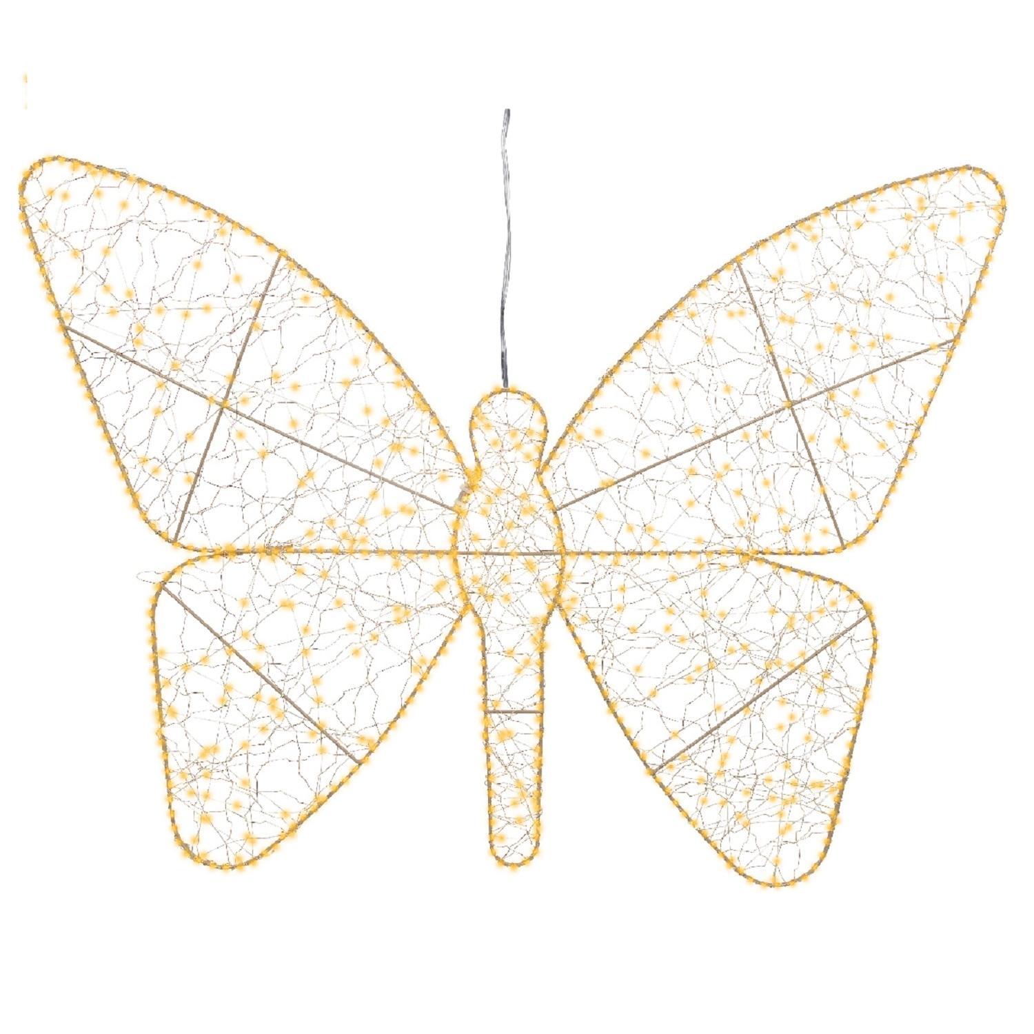 Декорация светодиодная  Бабочка 98х77см теплобелая с эффектом мерцания кабель серебристый 5м таймер 6/18ч 700LED  IP-44 indoor/outdoor