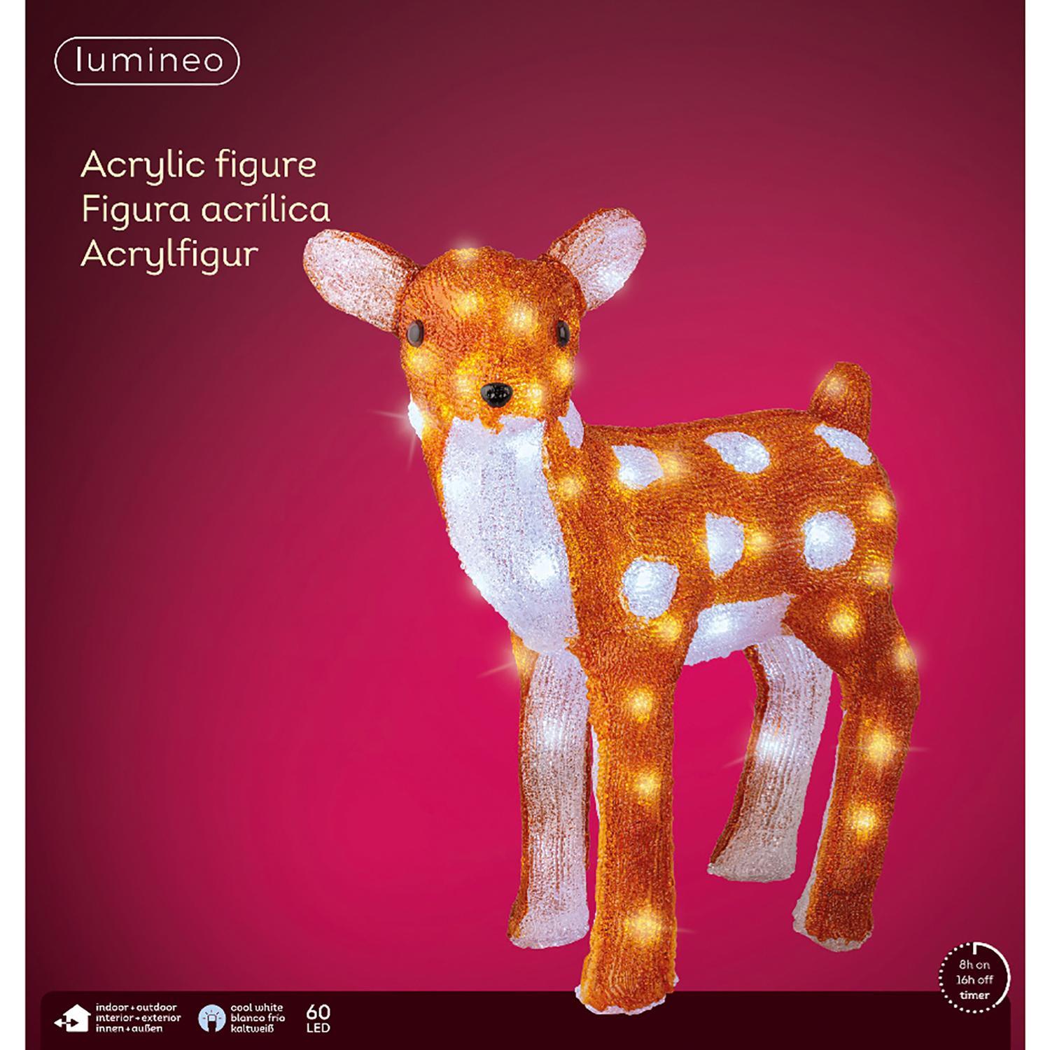 Декорация светодиодная Олененок коричневый таймер 8/16ч 37х18х38см кабель 5м 60LED холодная белая IP-44 outdoor