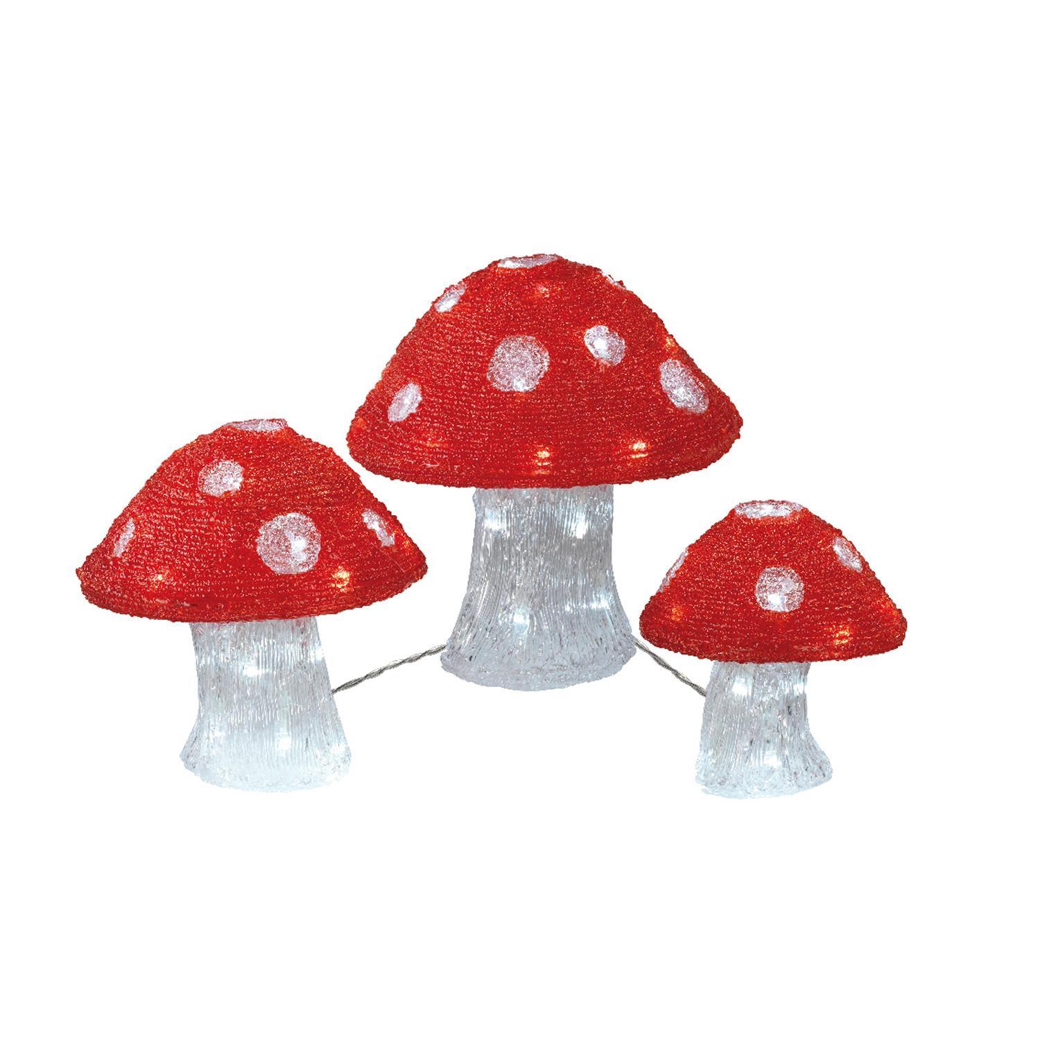 Декорация светодиодная Мухоморы 18*20*25 3шт/уп LED