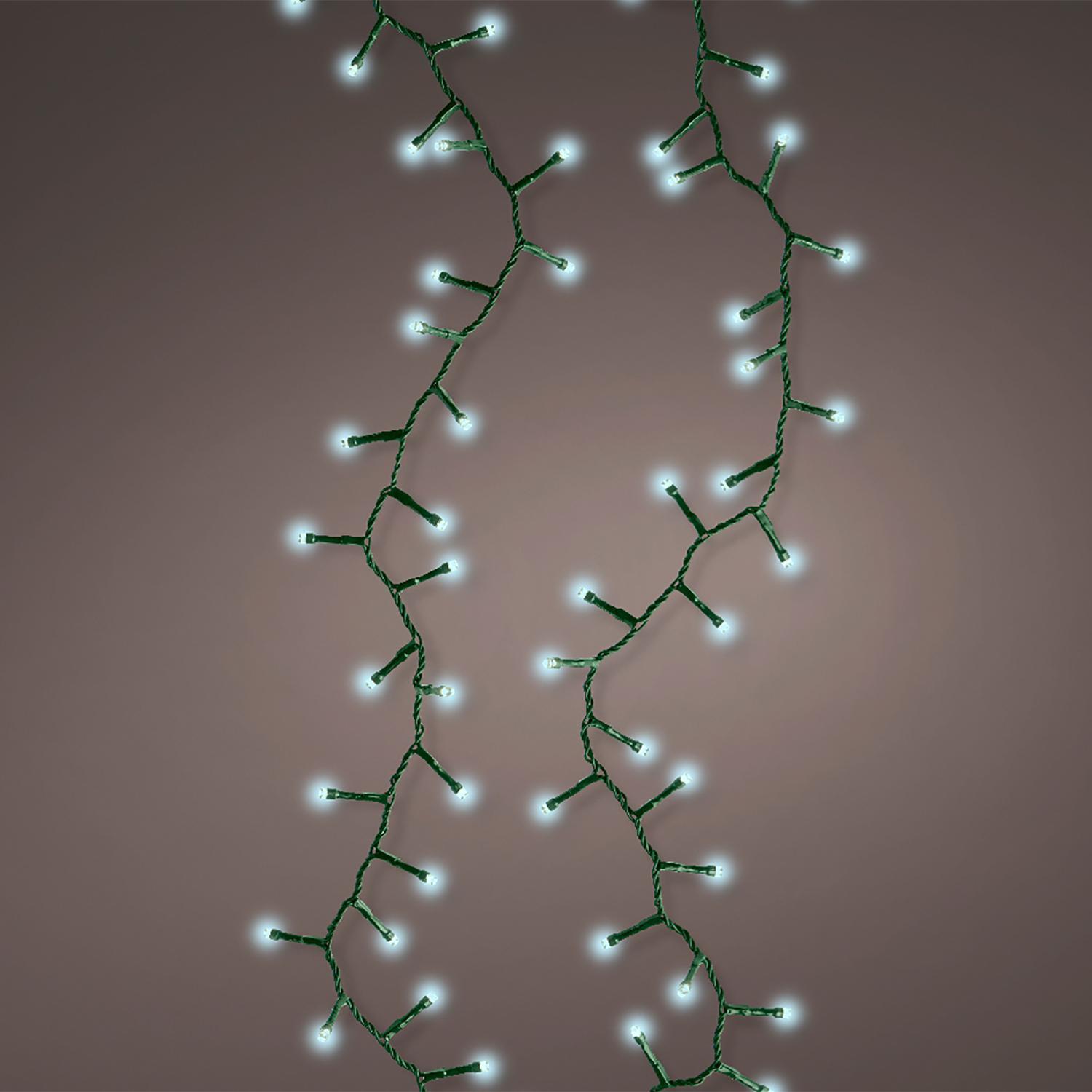 Гирлянда цепочка 15м холоднобелая 8 функций компакт 600LED  IP-44 indoor/outdoor