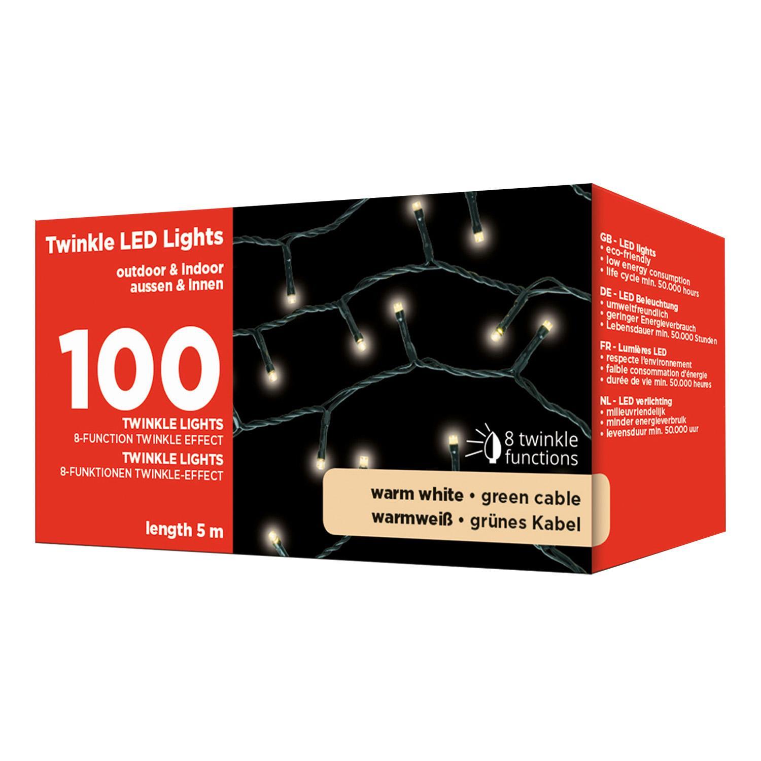 Гирлянда цепочка 20м теплобелая мигающая  8функций 400диодов LED indoor/outdoor