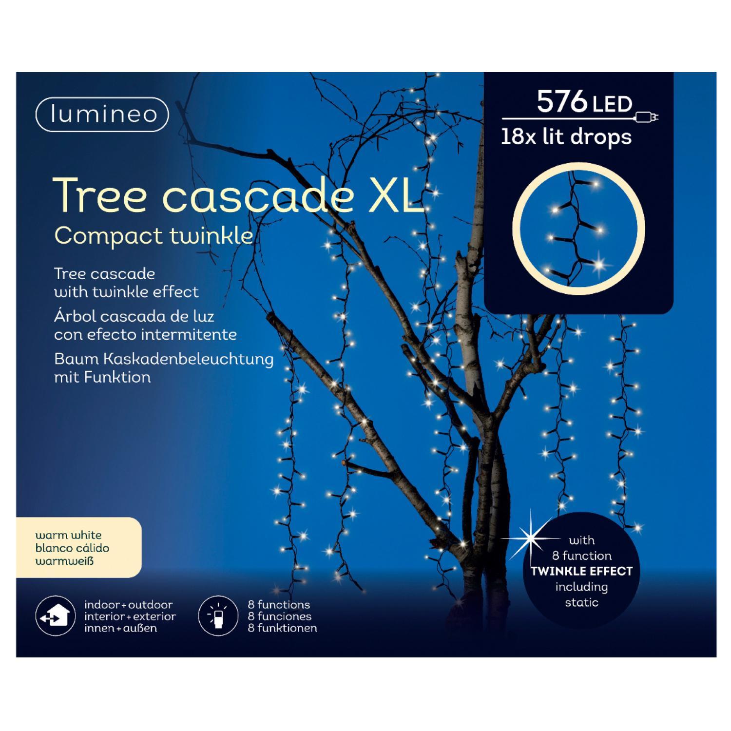 Гирлянда компакт  2м каскад для деревьев  8 функций 6 веток х80см 576LED теплобелая IP-44 indoor/outdoor