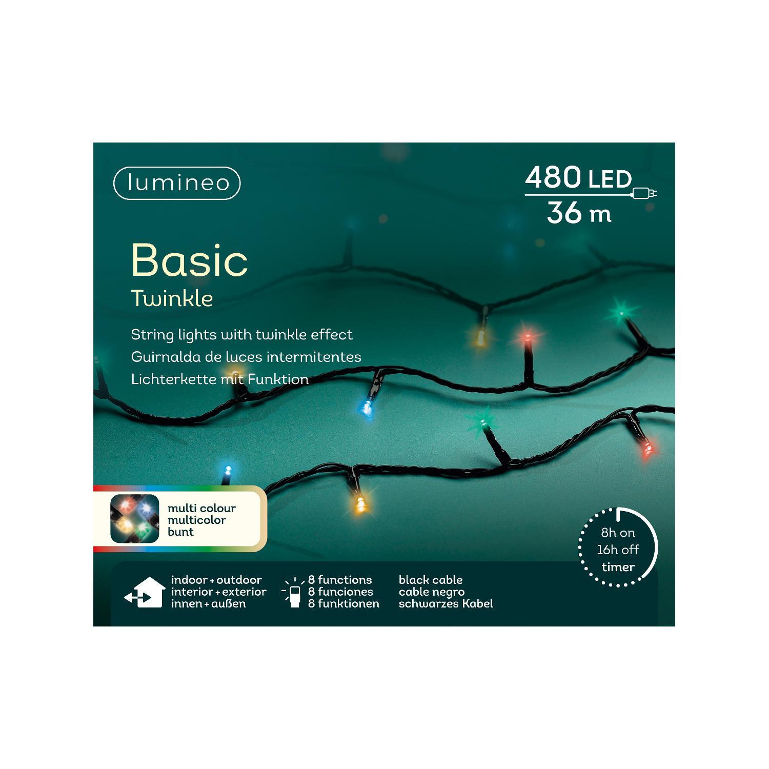 Гирлянда цепочка 36м разноцветная 8 функций таймер 8/16ч  480LED IP-44 indoor/outdoor