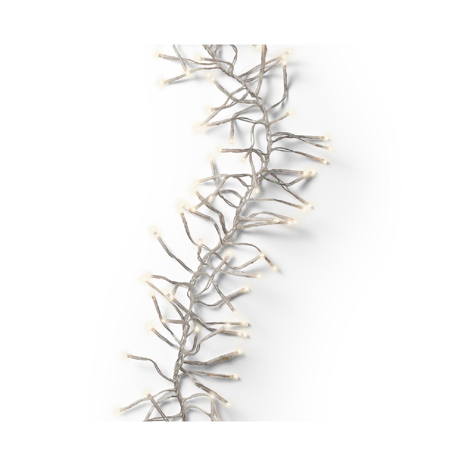 Гирлянда цепочка 14м теплобелая кабель прозрачный с эффектом мерцания 8 функций таймер 8/16ч 1512LED IP-44 indoor/outdoor