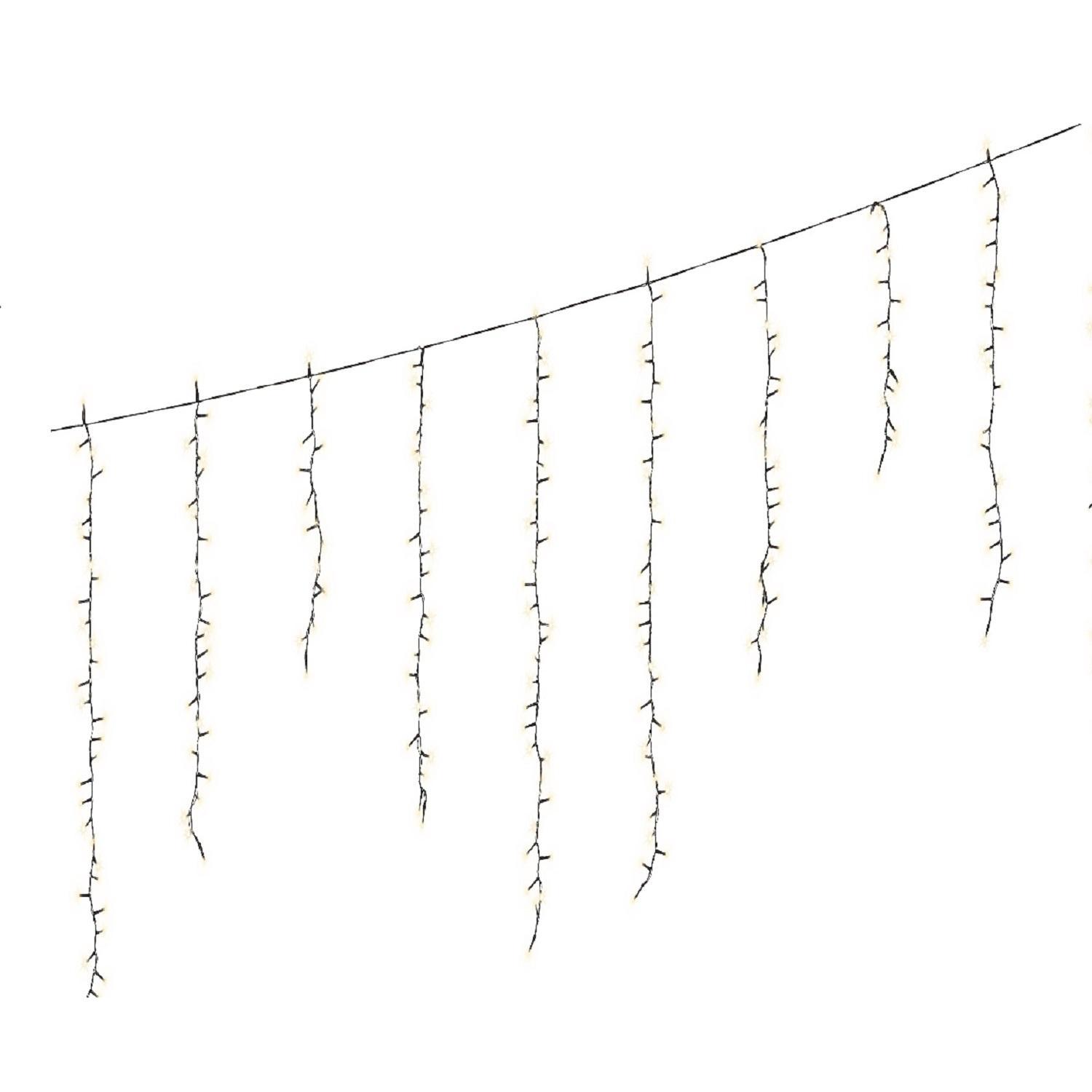 Гирлянда дождь  3,6x0,6м теплобелая кабель черный с эффектом мерцания 8 функций  таймер 8/16ч 256 LED IP-44 indoor/outdoor