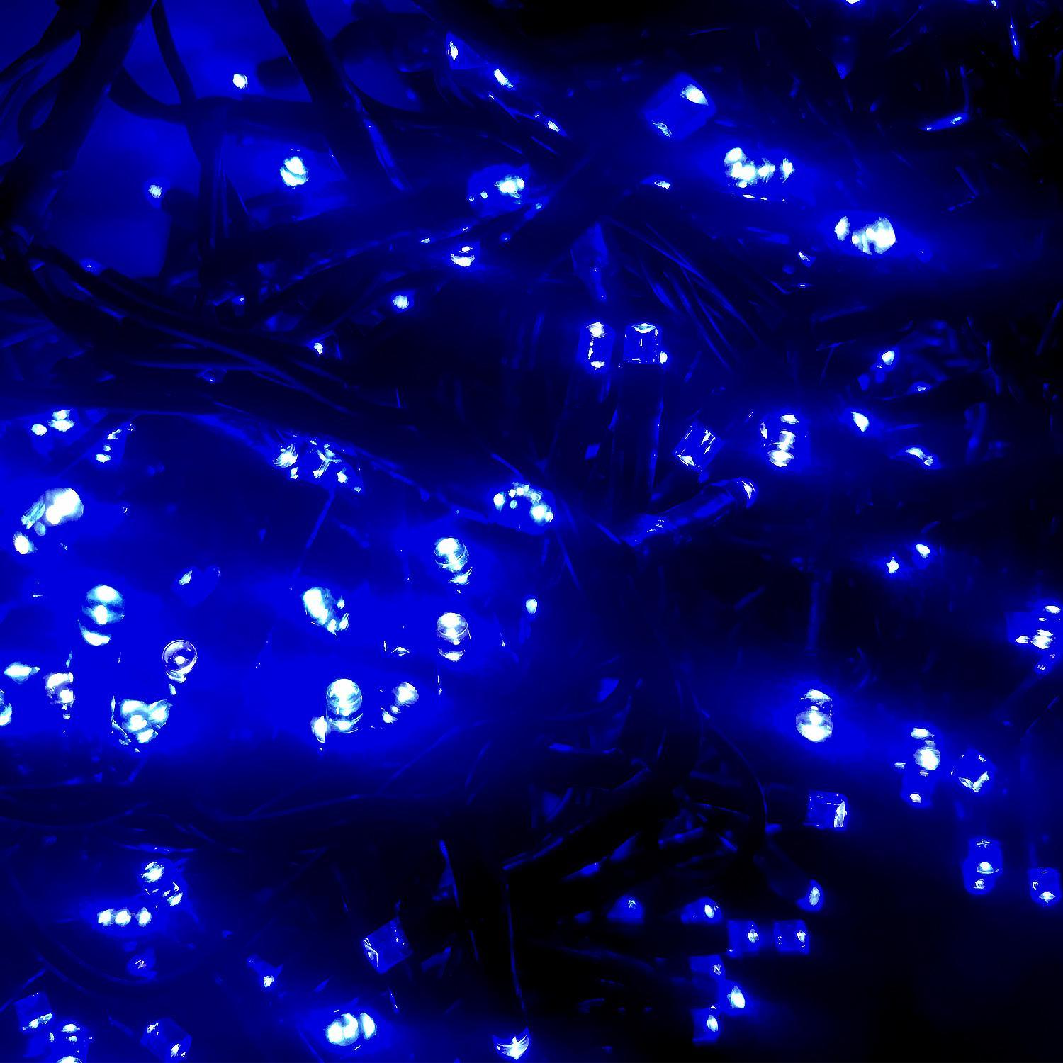 Гирлянда цепочка  11м синяя мигающая  8функций 8ч таймер 500диодов LED MICRO outdoor