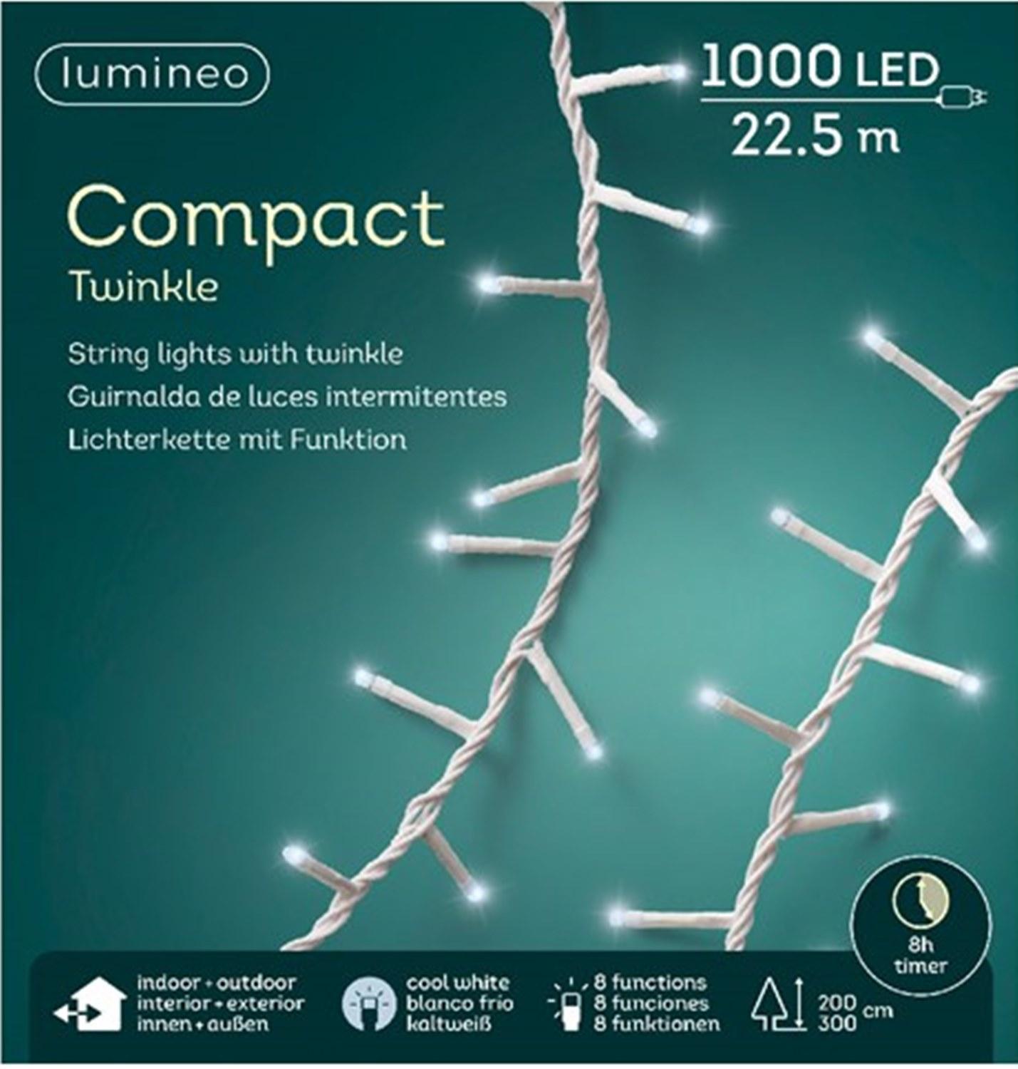 Гирлянда цепочка 22,5м холоднобелая  8функций 8ч таймер 1000диодов LED MICRO indoor/outdoor