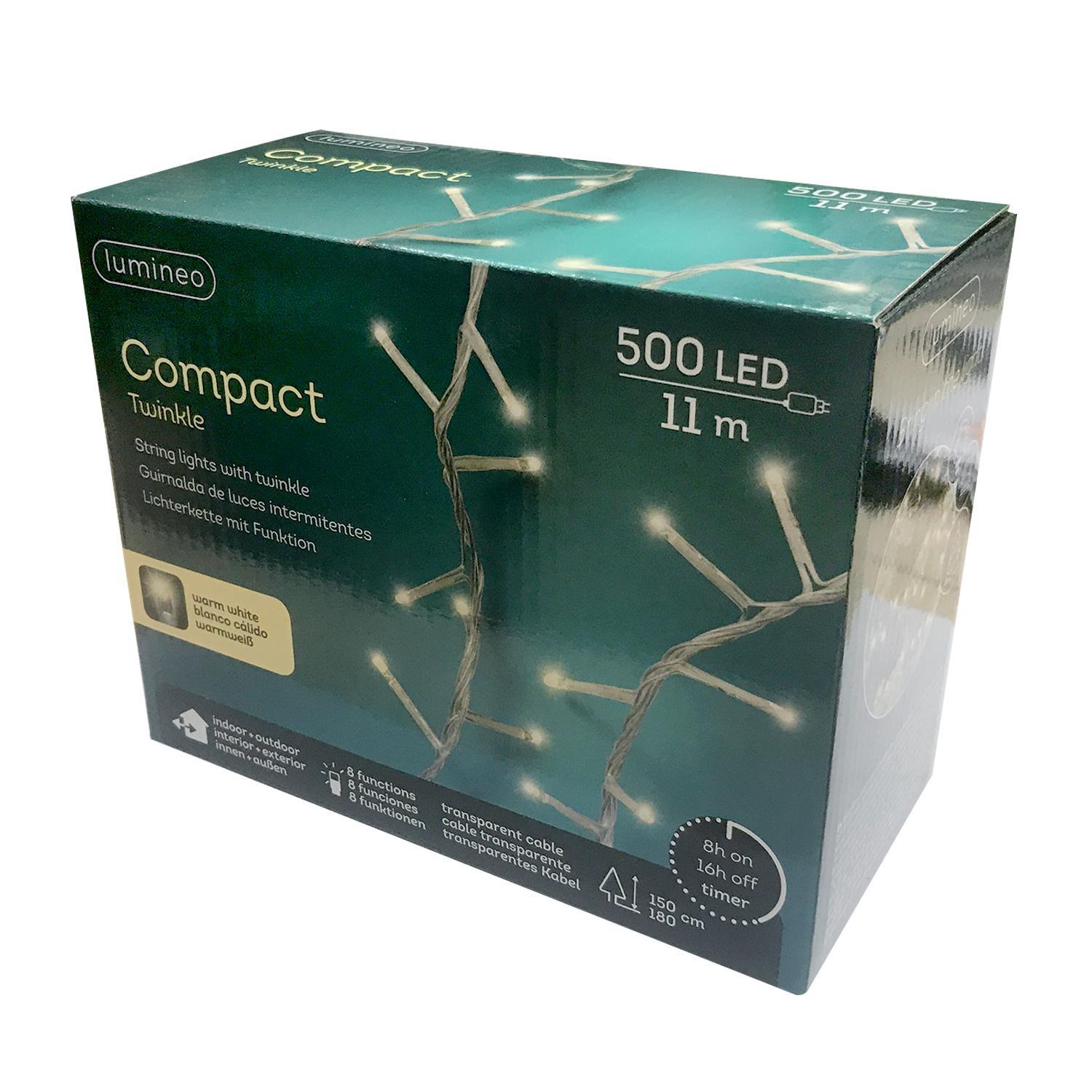 Гирлянда цепочка  11м теплобелая 500диодов LED MICRO 8функций 8ч таймер outdoor