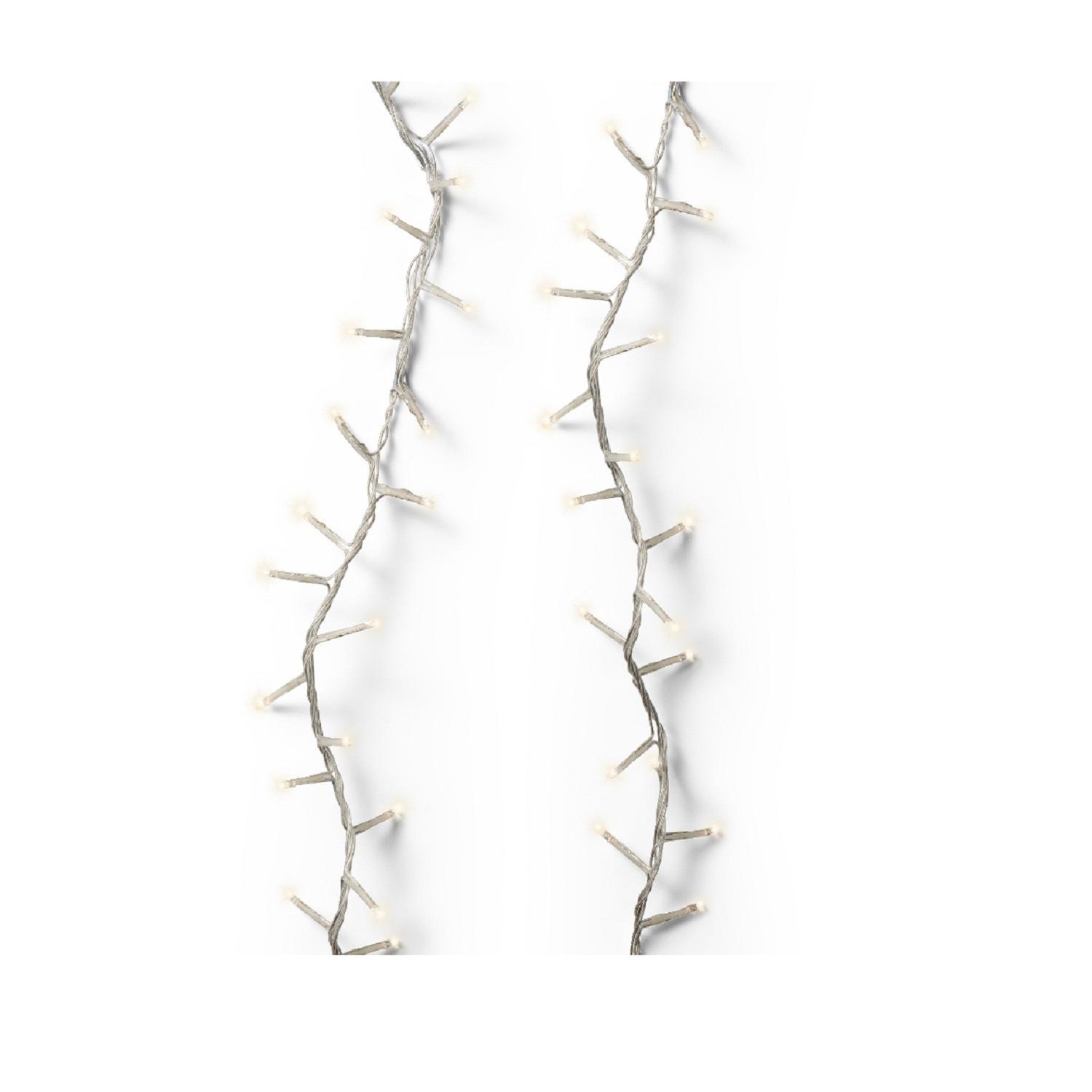 Гирлянда цепочка 16м теплобелая кабель прозрачный с эффектом мерцания 8 функций таймер 8/16ч 750LED IP-44 indoor/outdoor