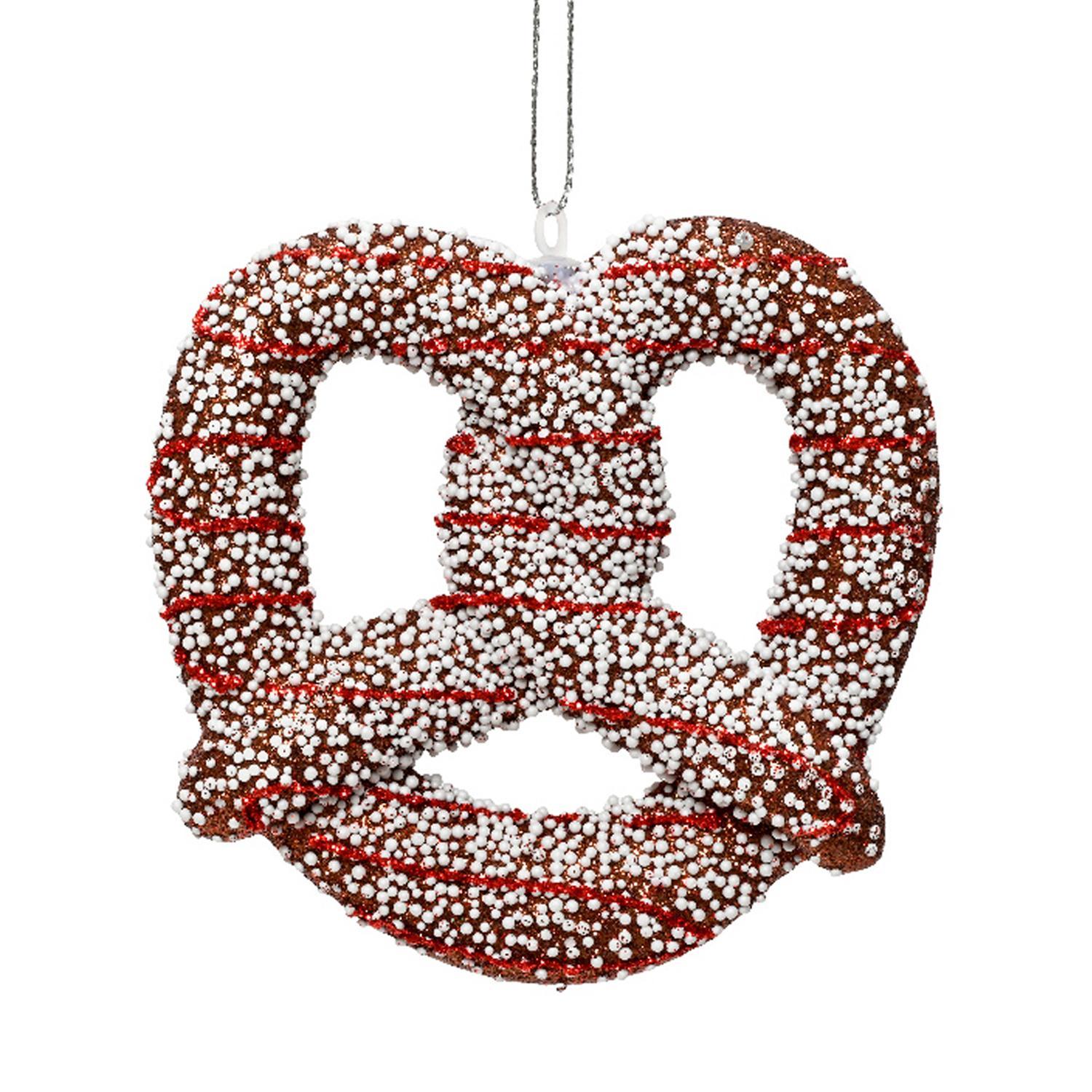 Декор Крендель с бело-коричневым  бисером 10,2х2,5х10,5см