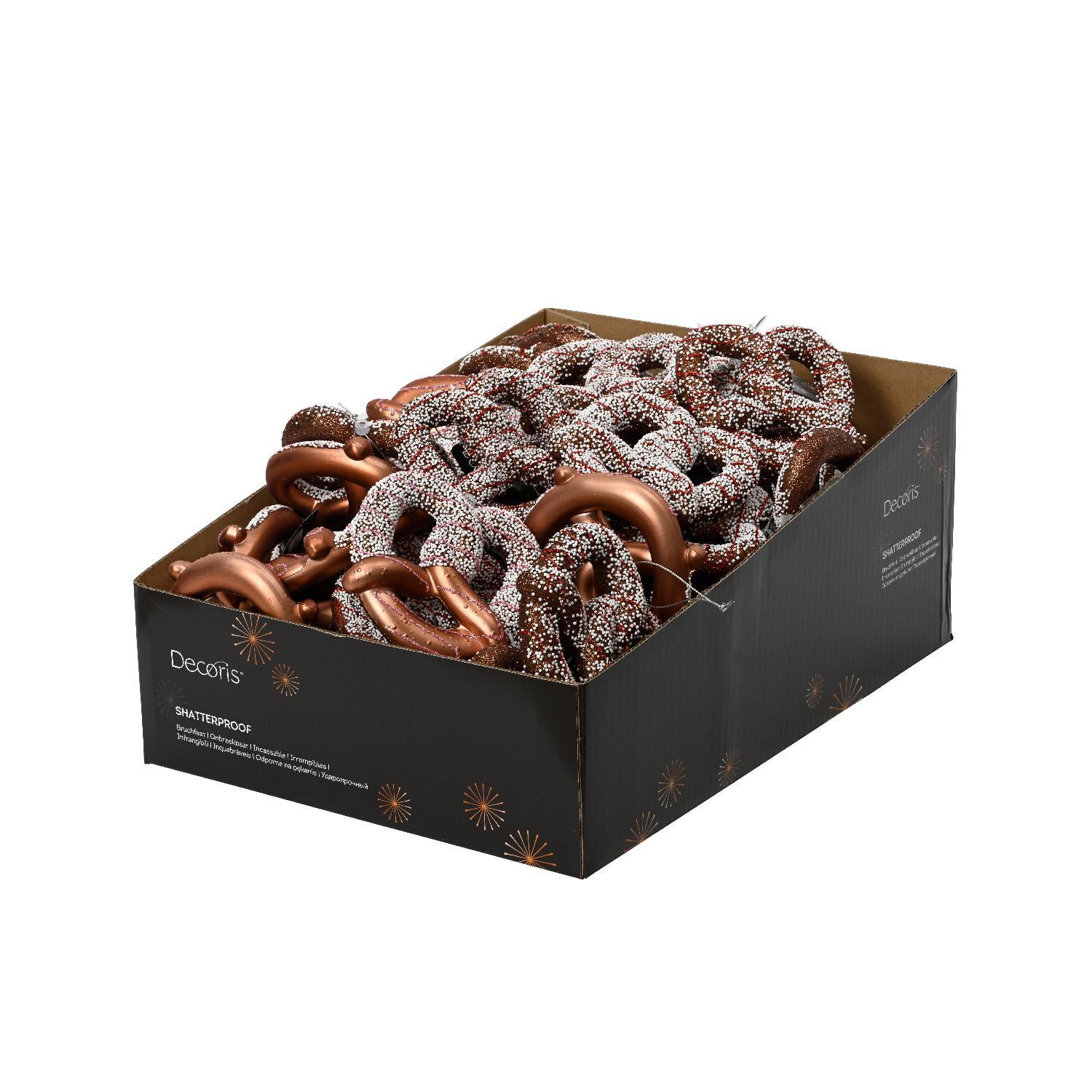 Декор Крендель с бело-розовым бисером и золотистым узором 10,2х2,5х10,5см