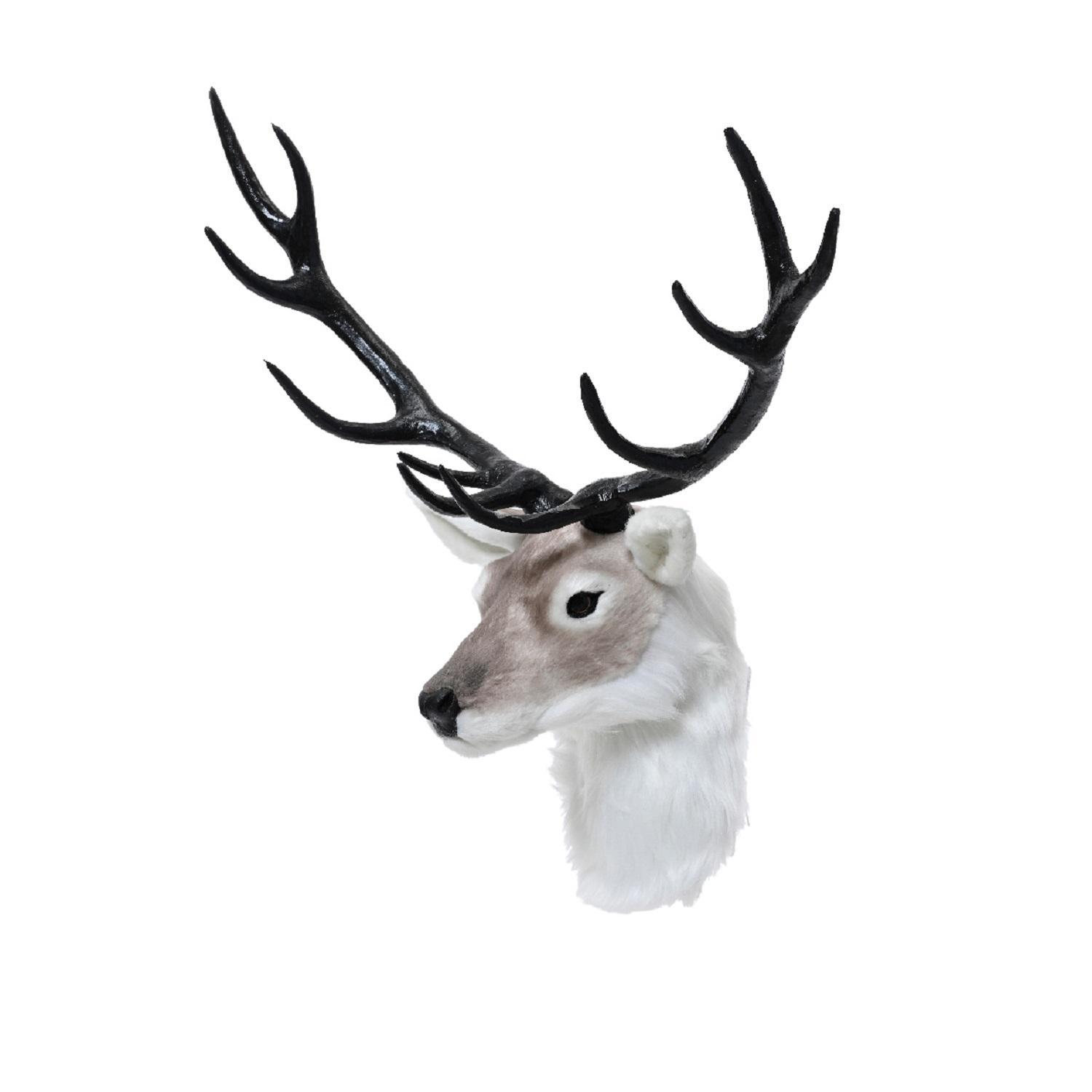 Декорация Голова оленя бежевая из искусственного меха 26х53х70см