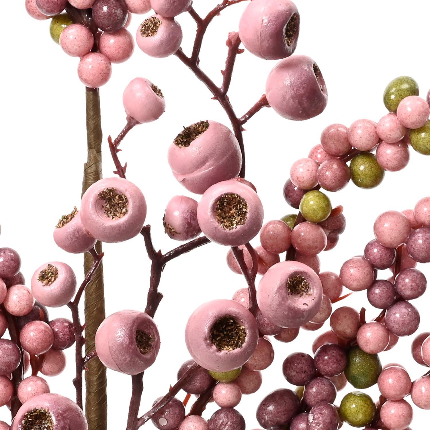 Веточка декоративная  60см с розовыми ягодами