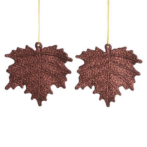 Декор Лист шоколадный с блеском 10,5см 2шт/уп