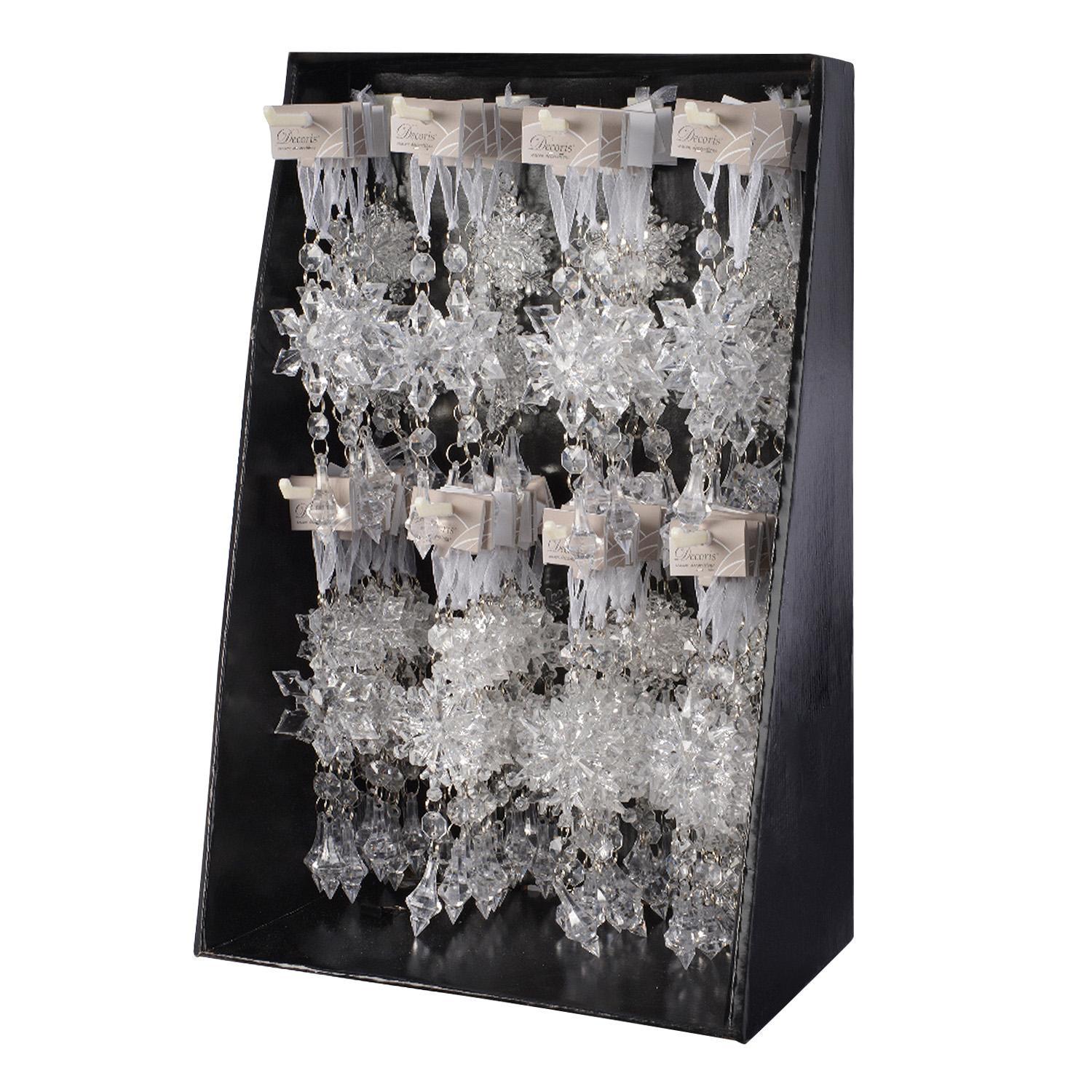 Декор Подвеска со снежинкой  прозрачная 16см  4 в ассорт