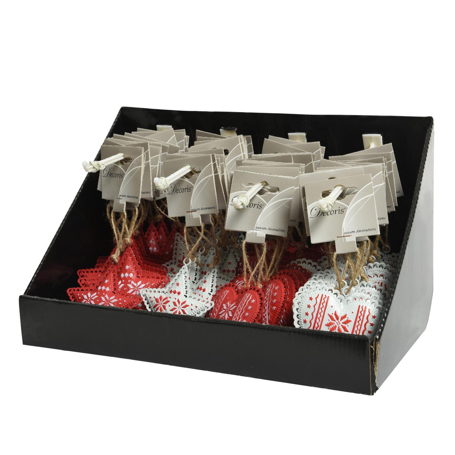 Декор Сердце/Звезда металл красно/белые 9см 4 в ассорт