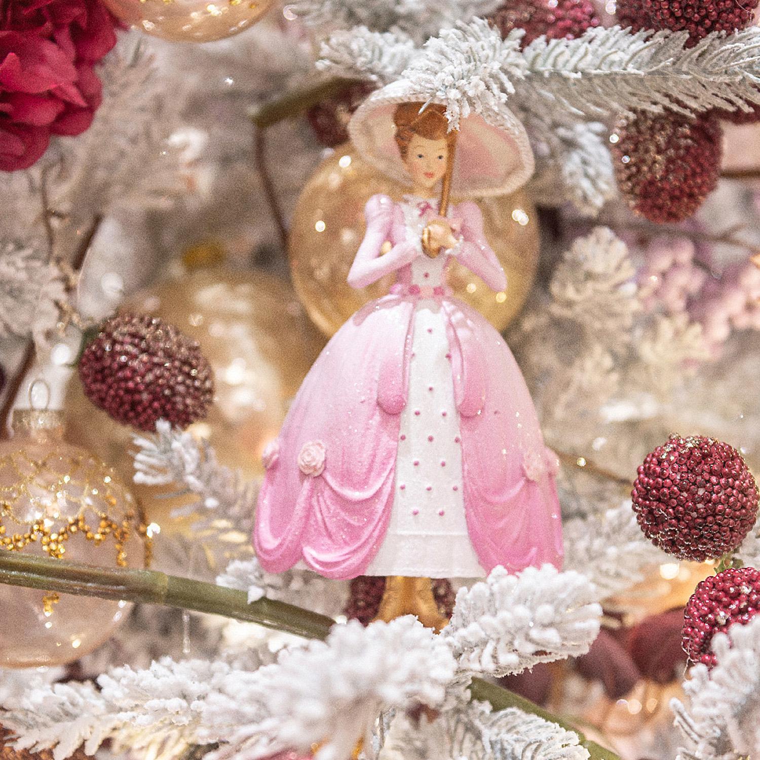 Декор Леди с зонтом розовая 18,7см 2 в ассорт