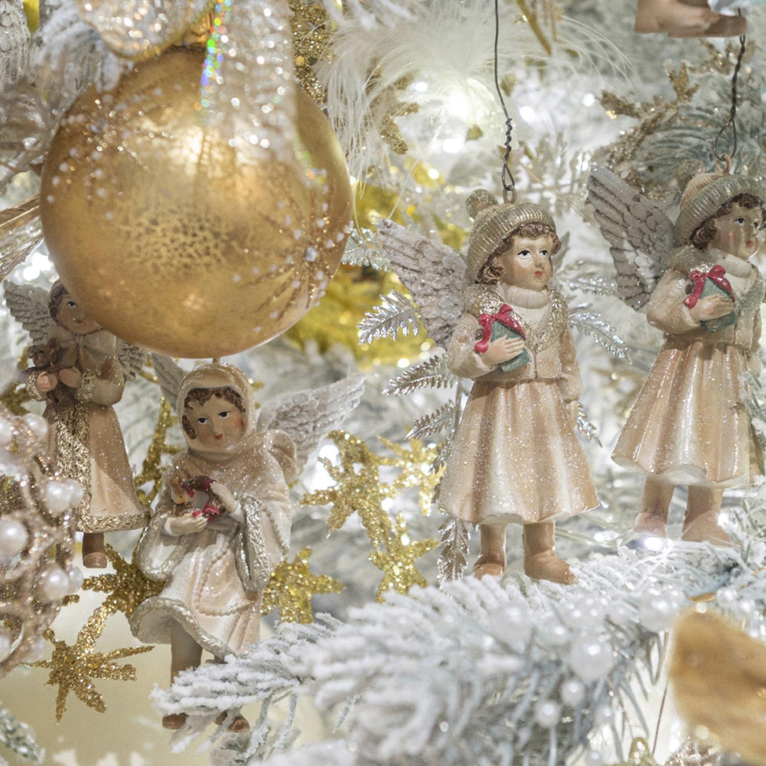 Декор Ангел золотой с блестками 8,5cм 8 в ассорт